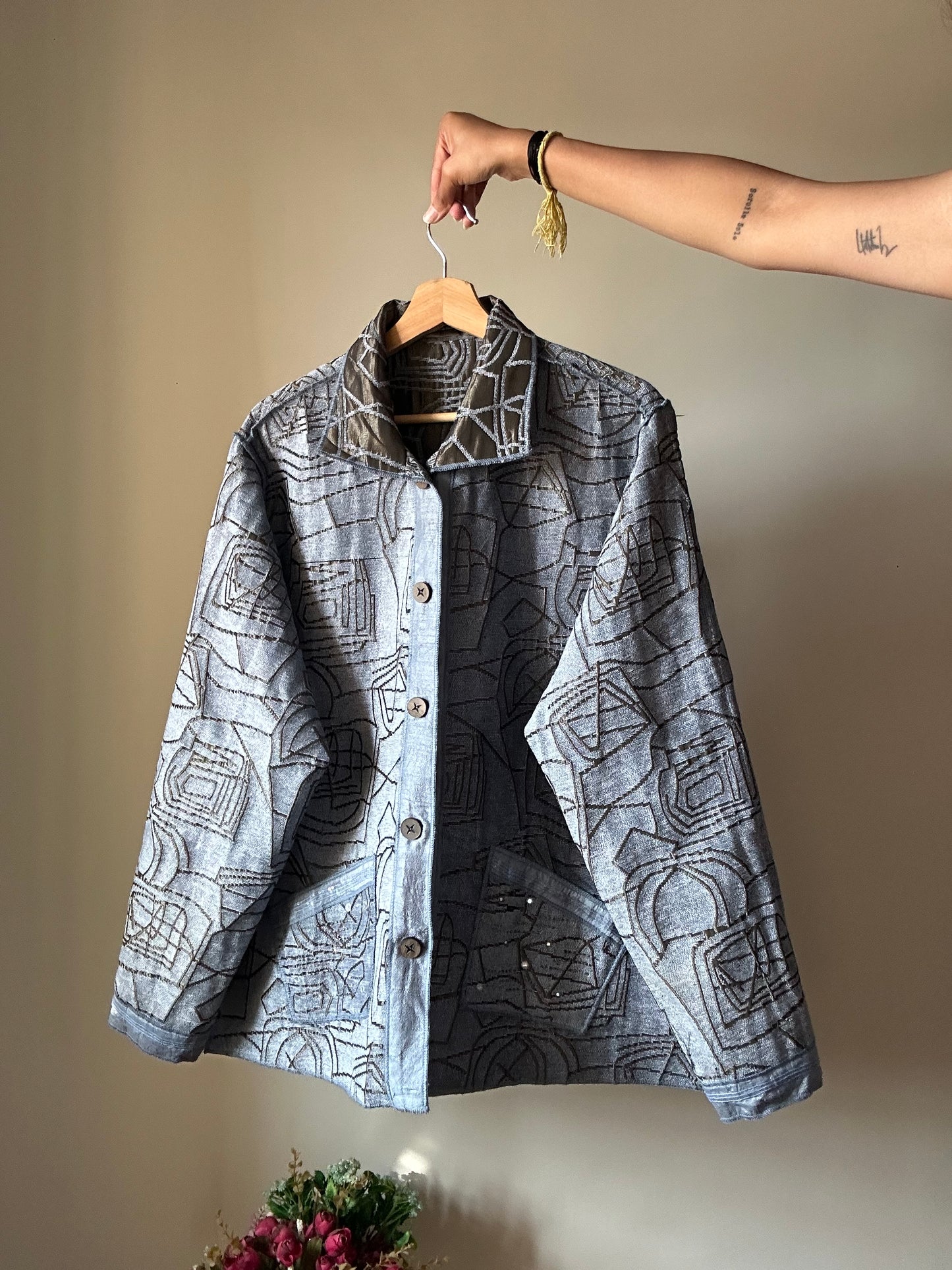 Yak Magik Vintage Reversible Shaket With Beaded and Embroidered On The Pockets