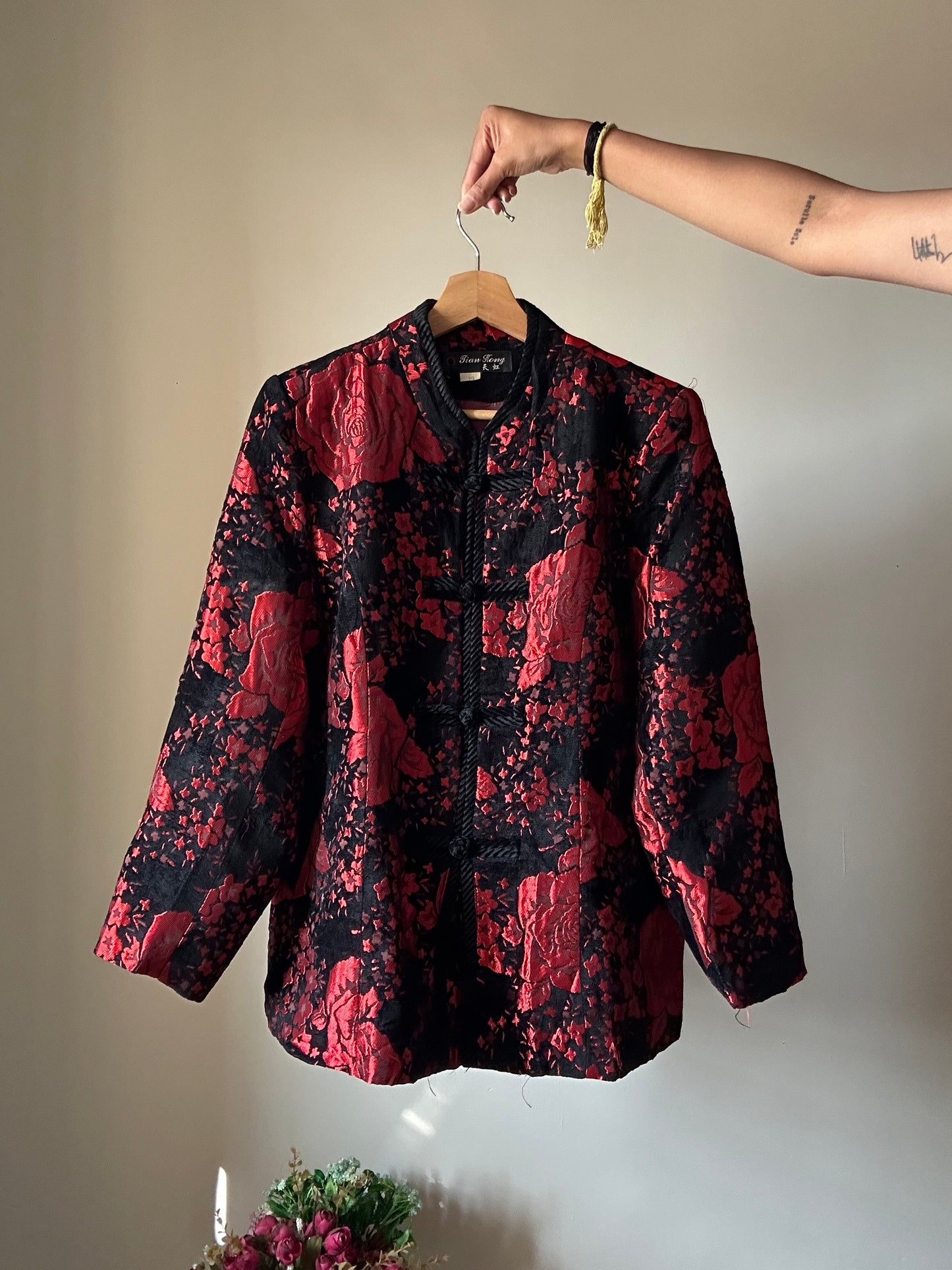 Vintage Hong Rose Pattern Shaket