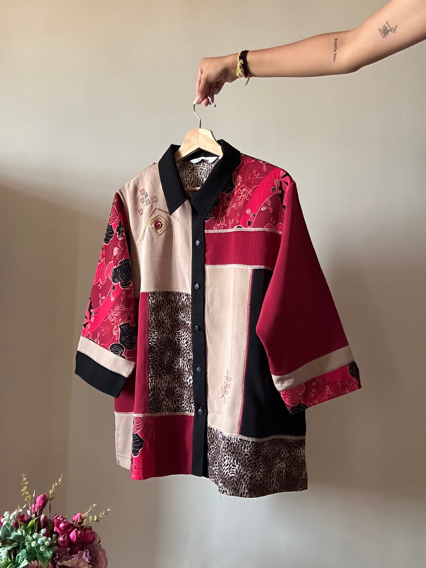 Vintage Tanjay Patch Work Embroidered Shirt