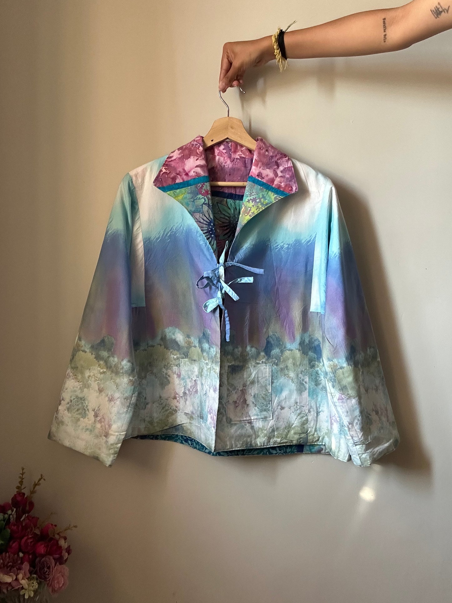Vintage Reversible Front Tie Detail Shaket with Embroidery and Patch Work