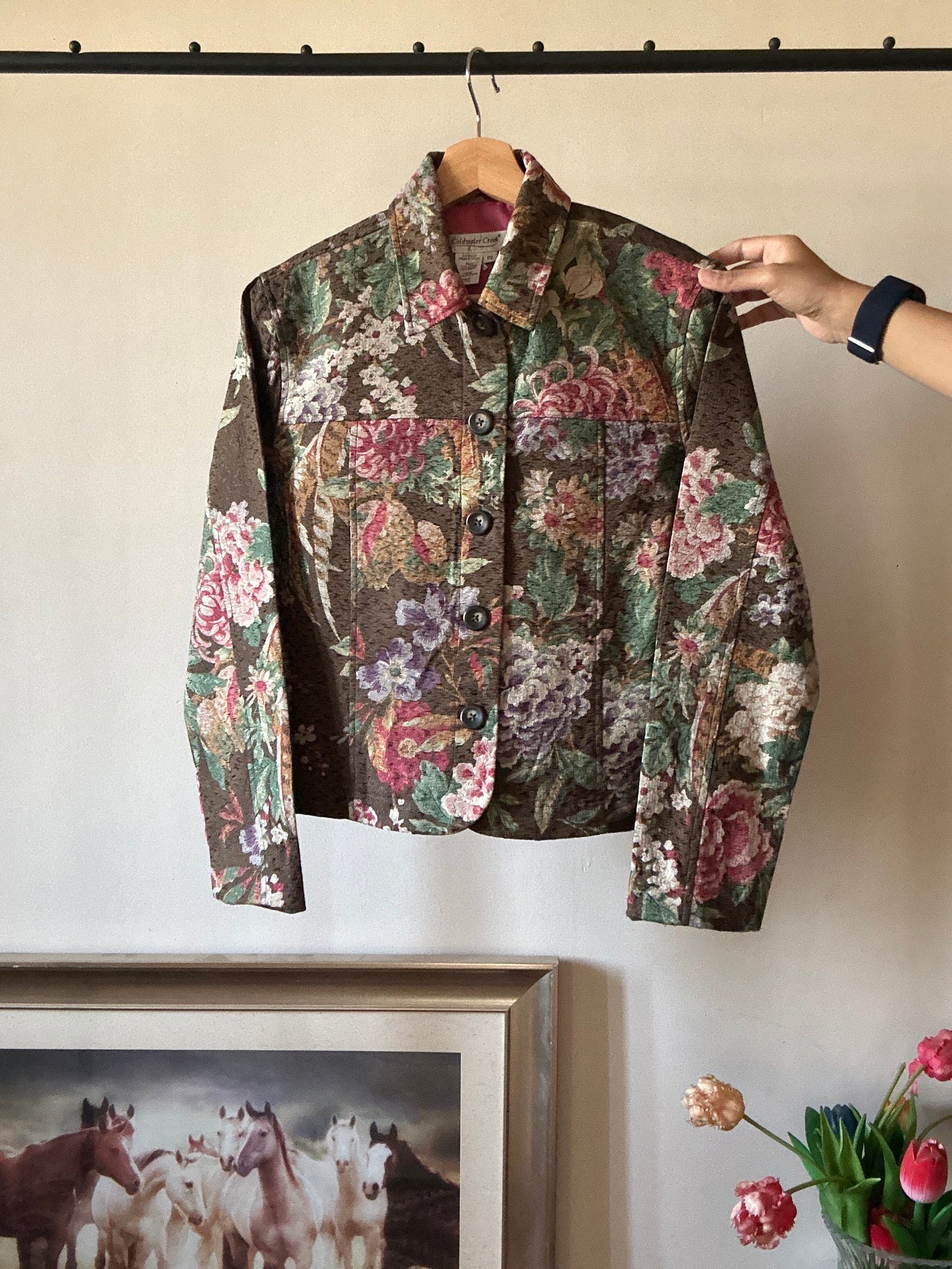 Coldwater Creek Floral Textured Vintage Shaket
