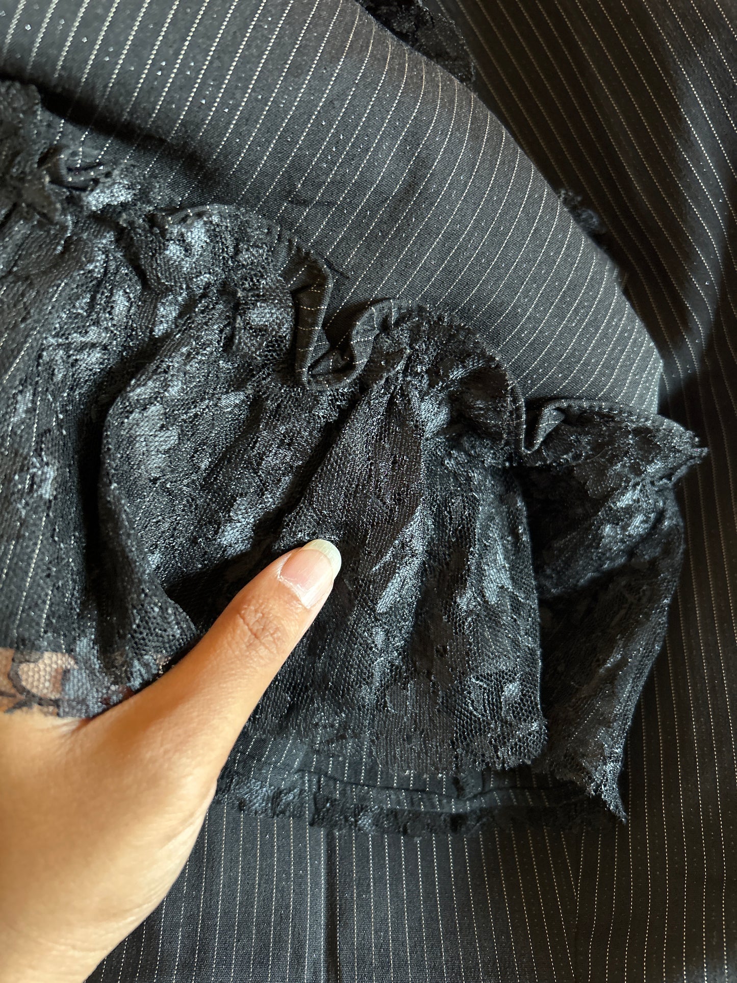 Vintage Dusa Striped and Lace Work Skirt