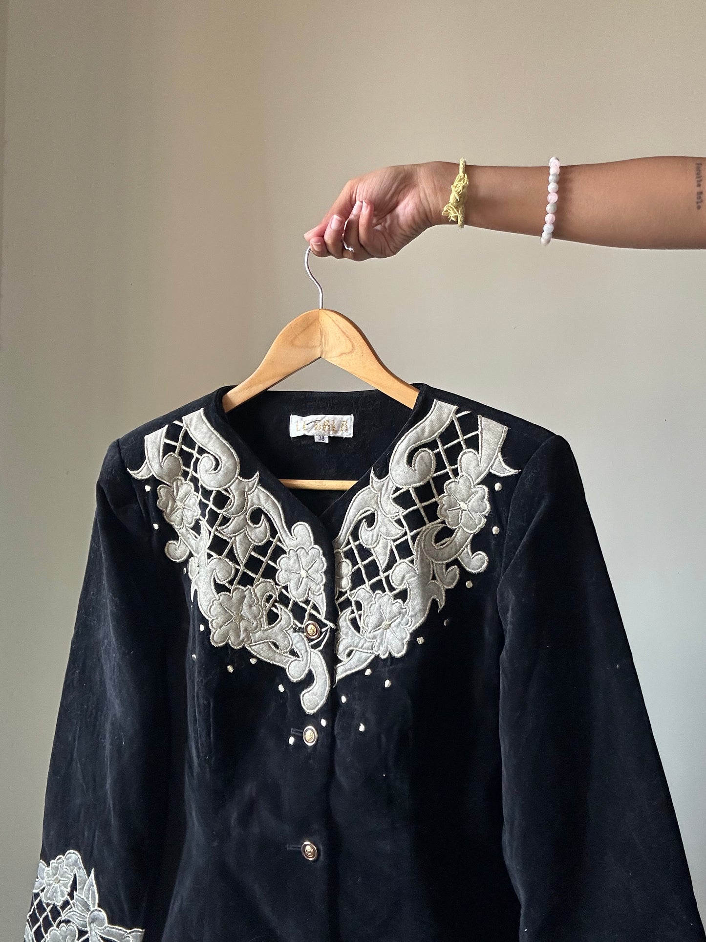 Vintage Le Gala Patchwork and Embroidered Velvet Blazer
