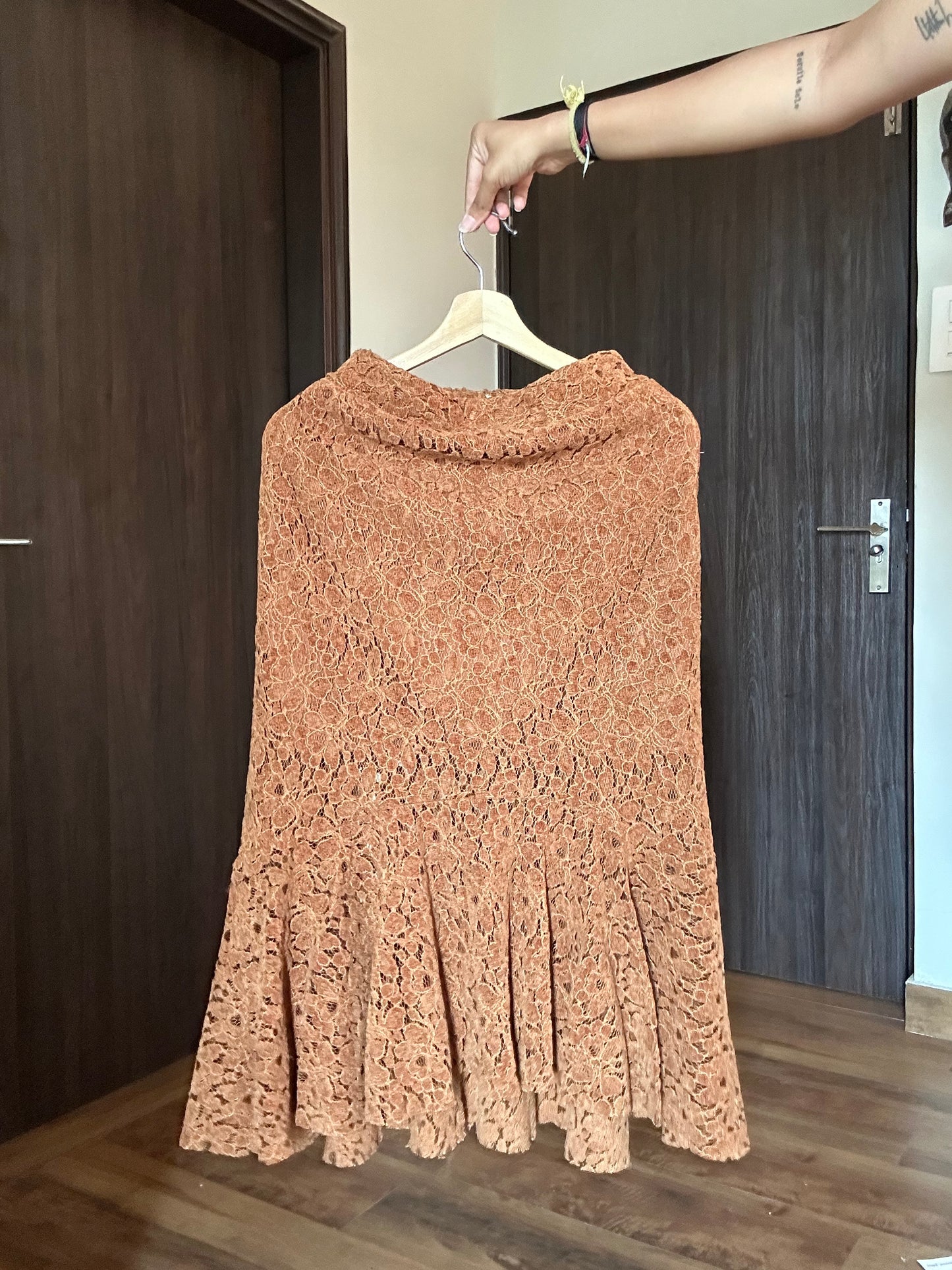 Vintage Floral Lace Side Zipper Skirt