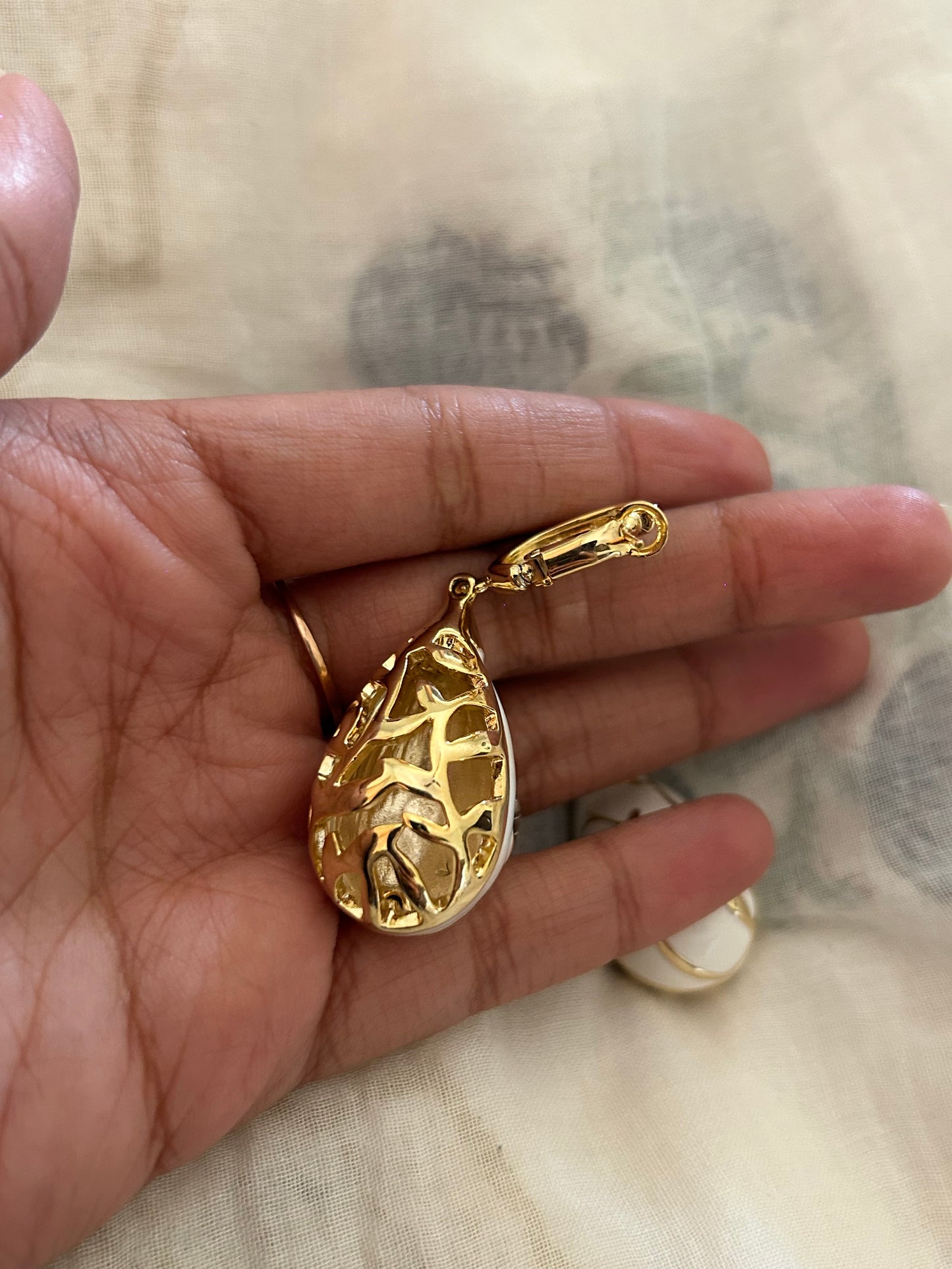 Leaf White Drop Earrings