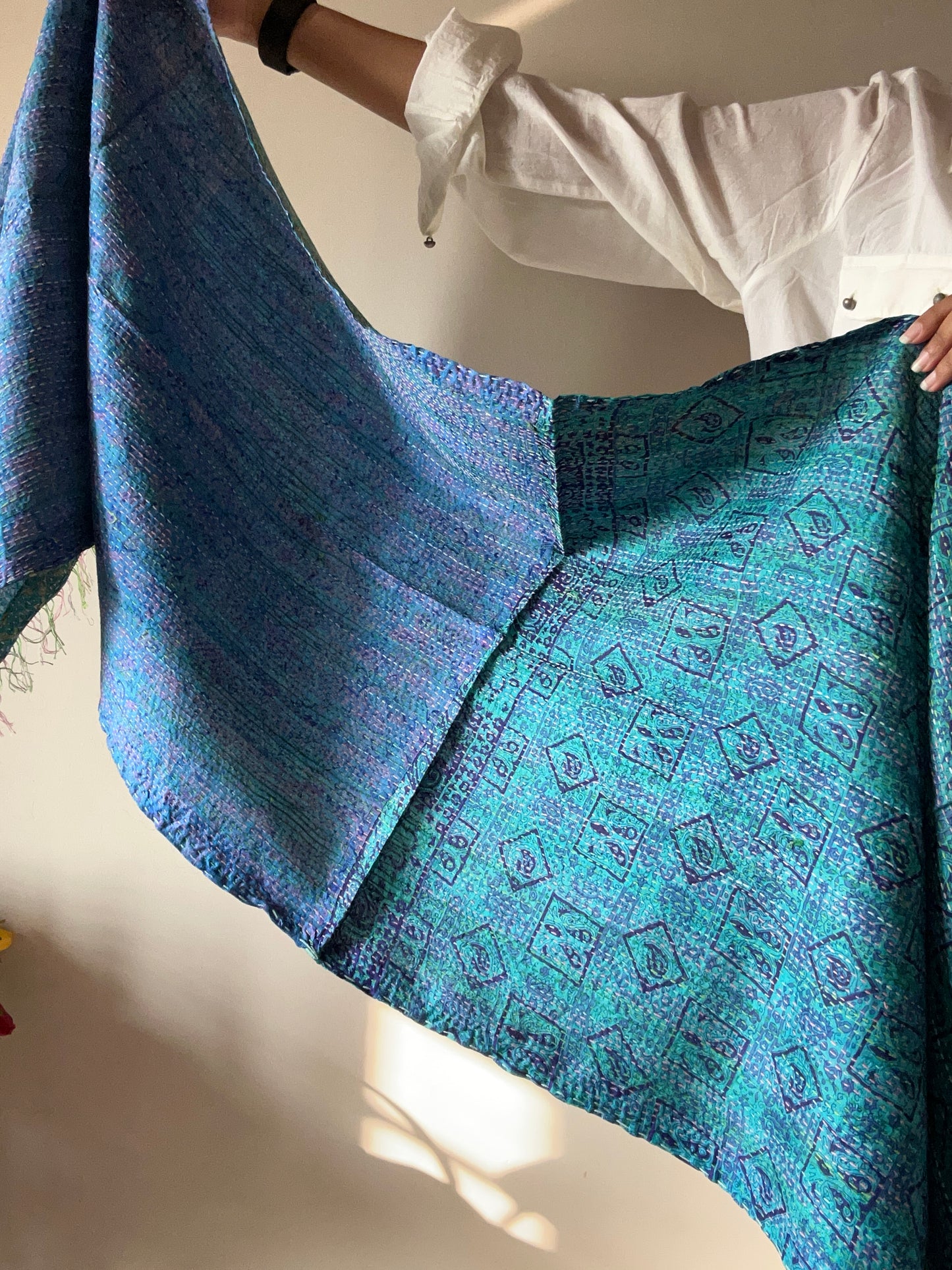 Blue Lagoon Multi Print Reversible Stole