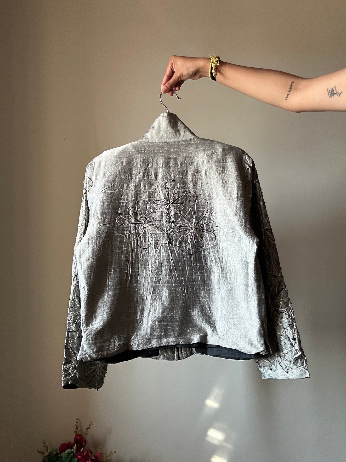 Anage Vintage All Beaded and Embroidered Silk Shaket