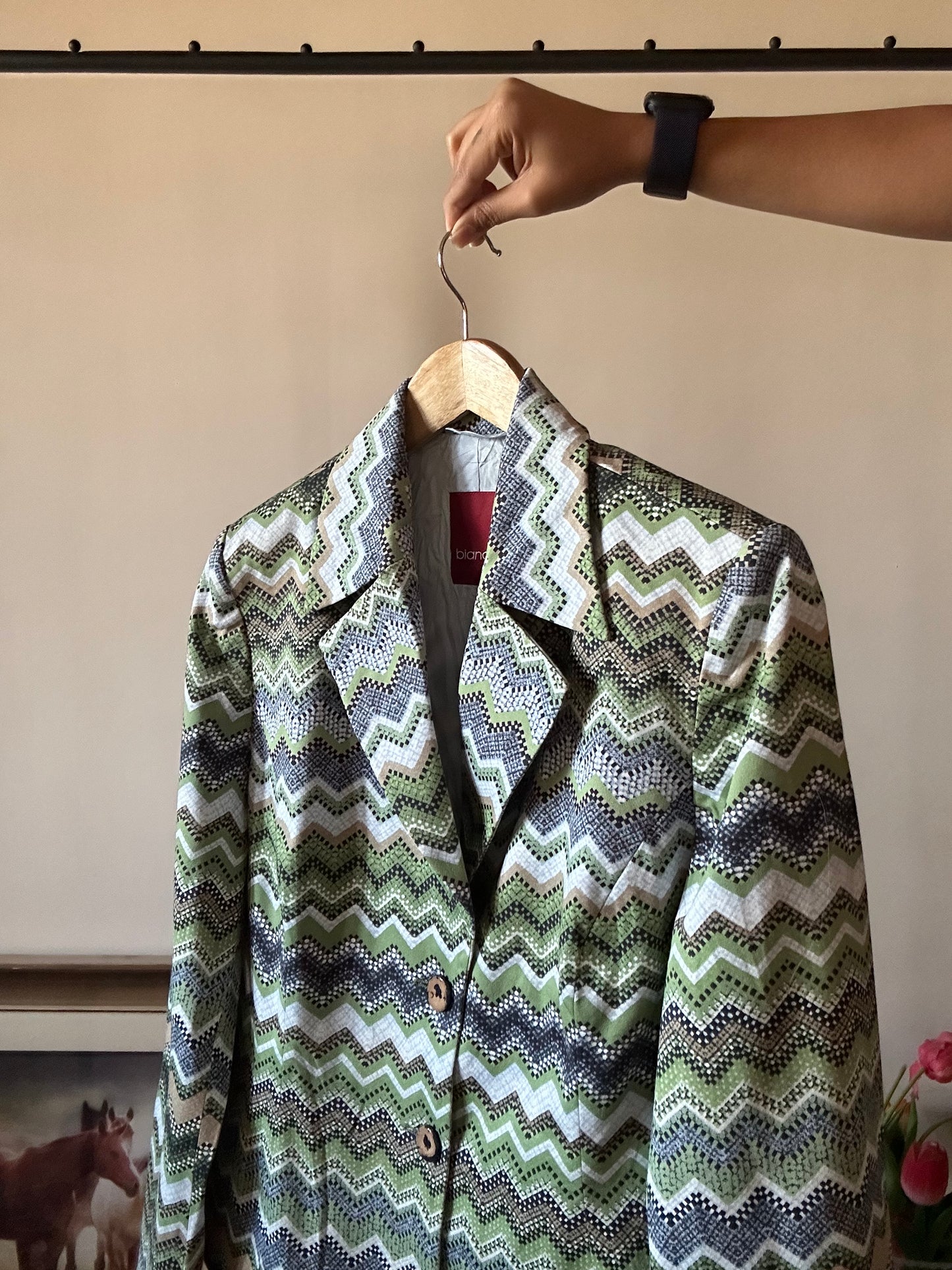 Bianca Vintage Zick Zack Print Blazer