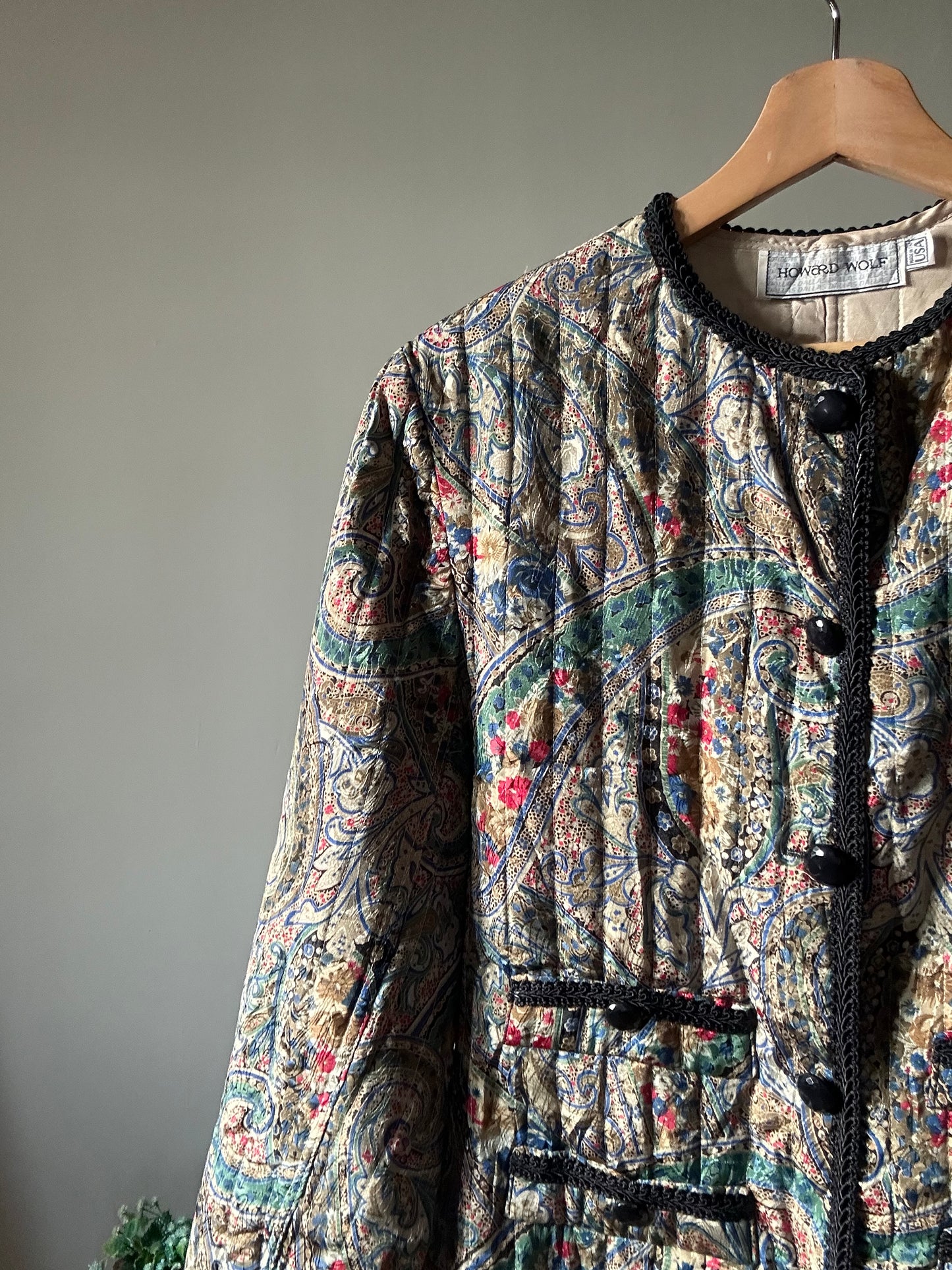 Howard Wolf Vintage Silk Print And Quilted Shaket