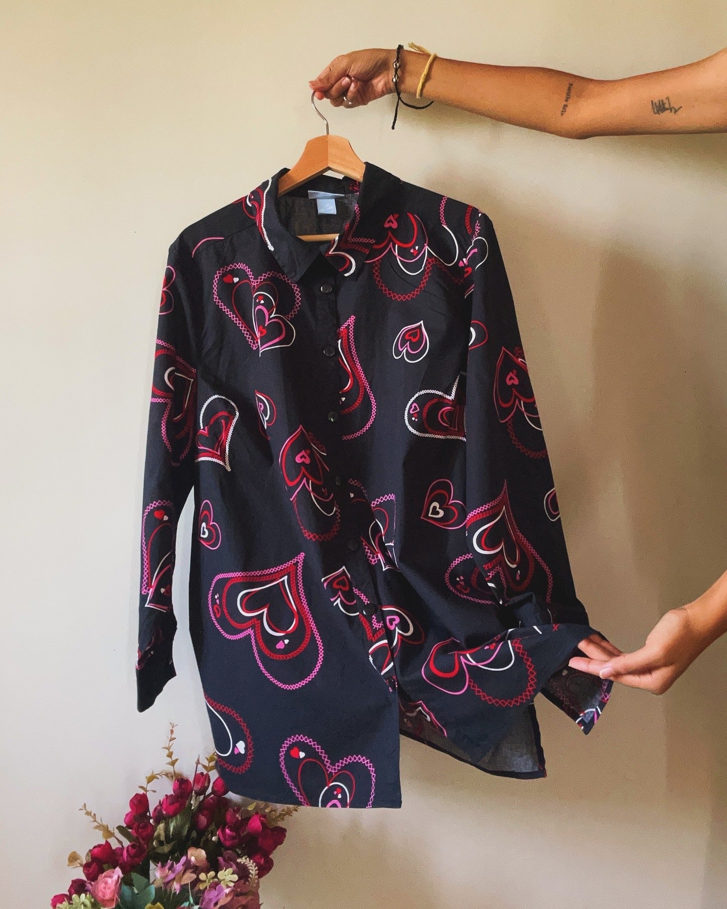 Liz & Me Vintage Hearts Print Shirt