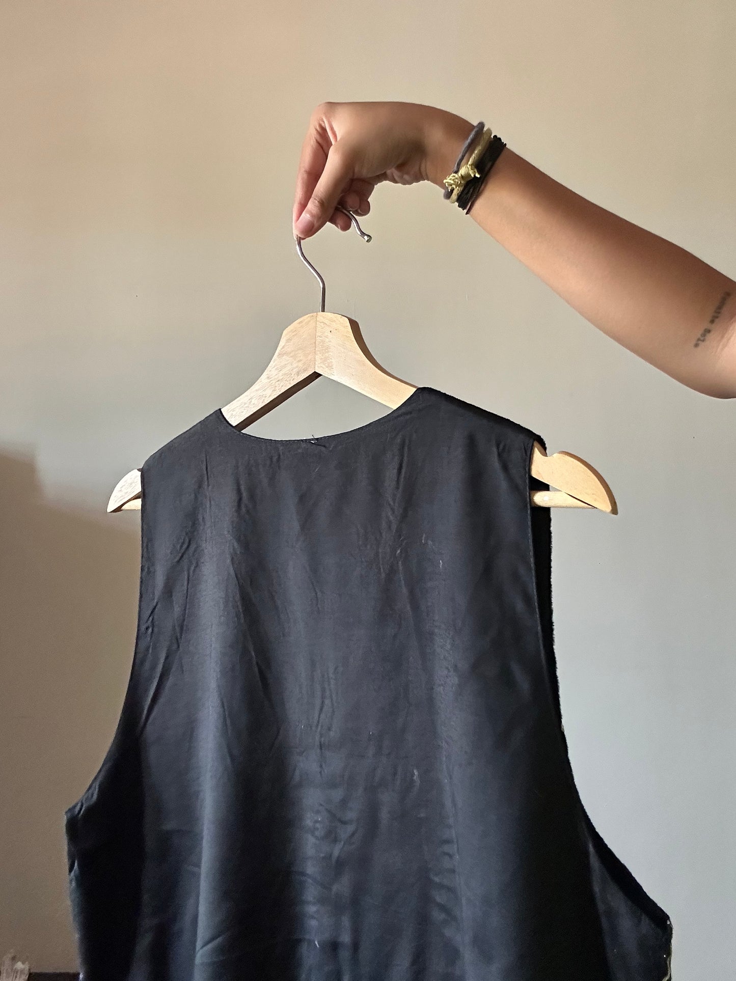 Vintage Black Embroidered Vest