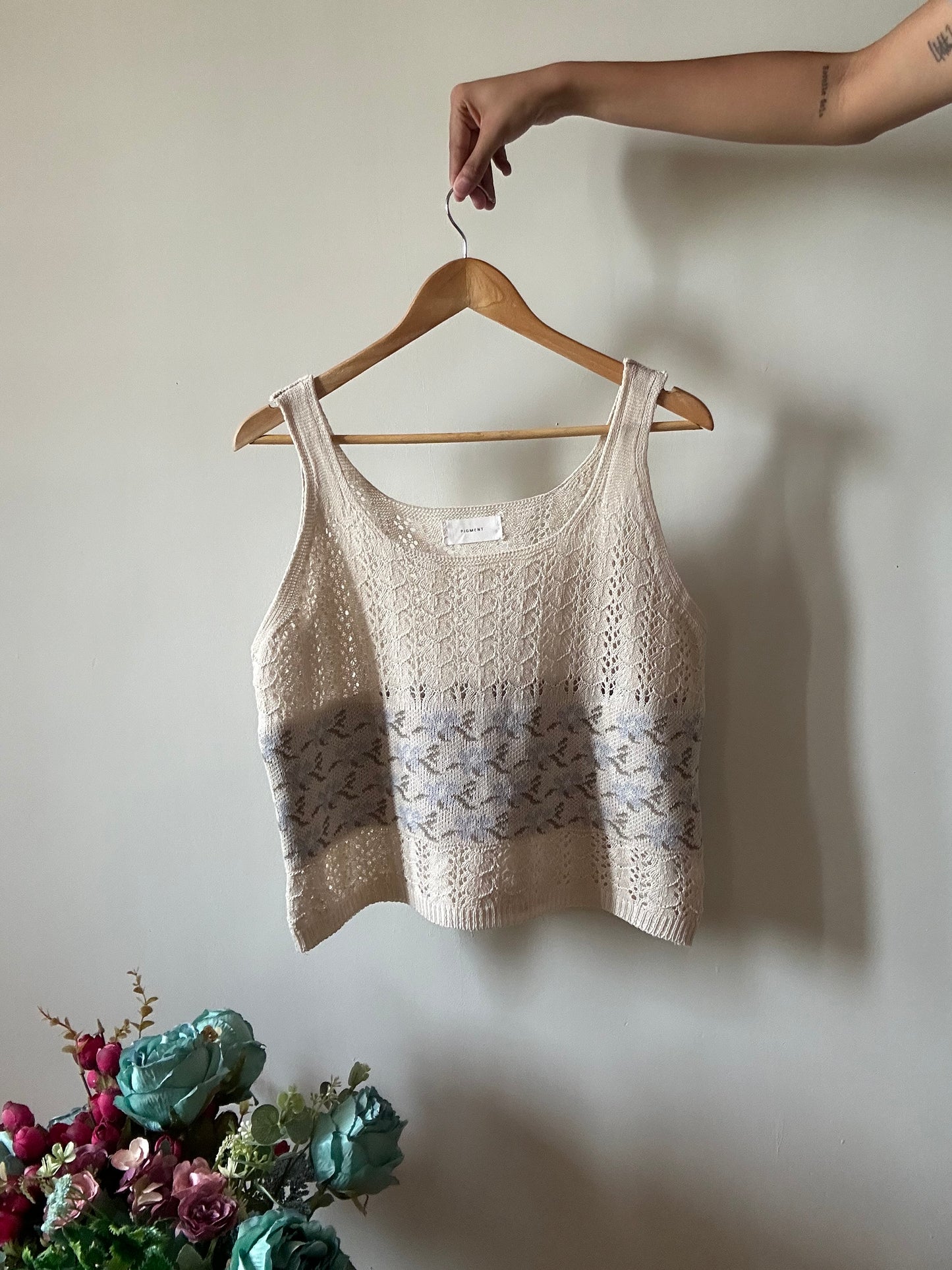 Pigment Vintage Floral Crochet Top