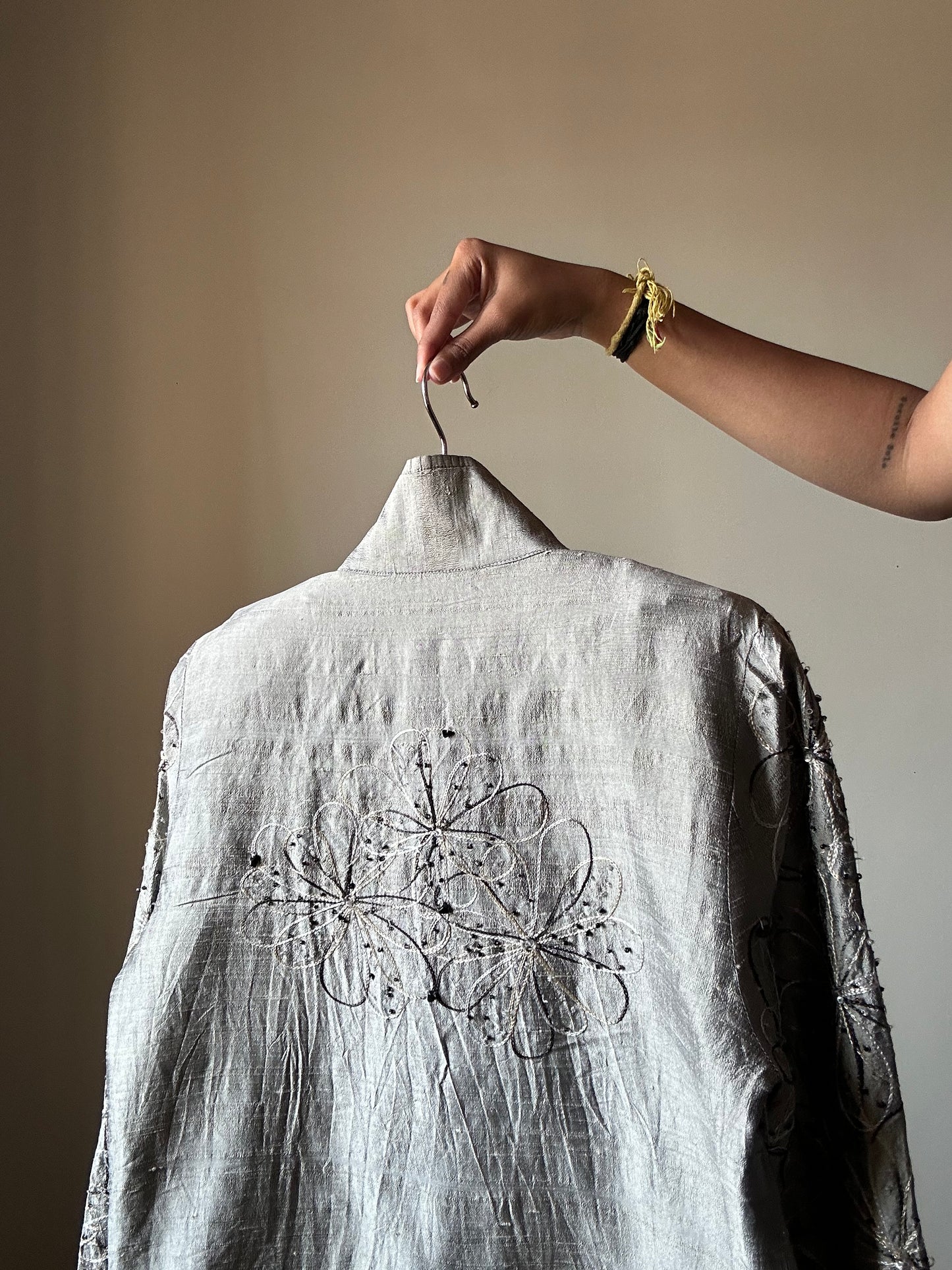 Anage Vintage All Beaded and Embroidered Silk Shaket