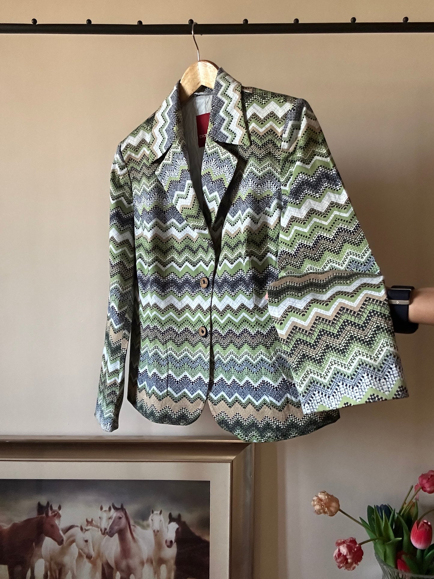 Bianca Vintage Zick Zack Print Blazer