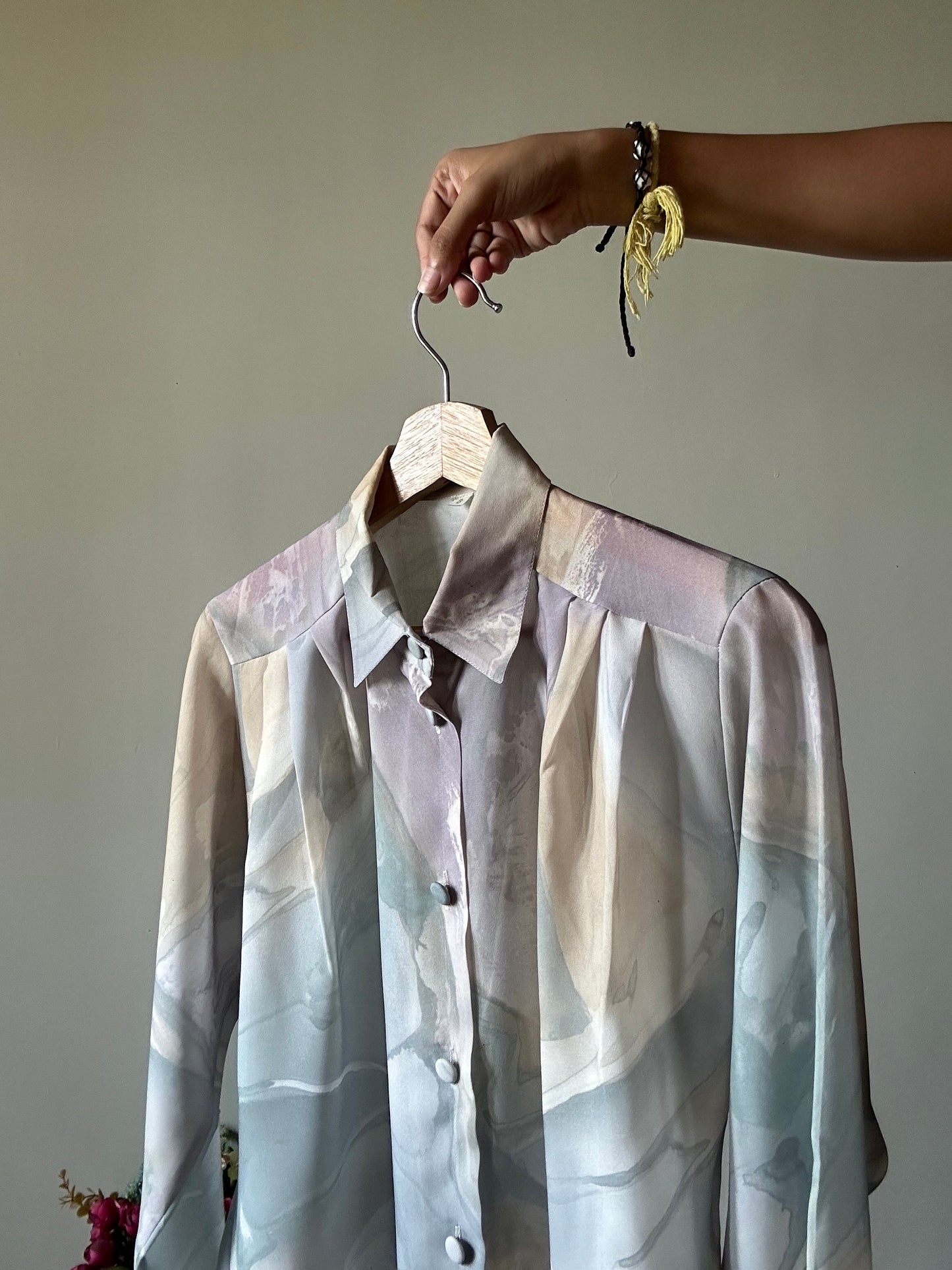 Vintage Flowy Pastel Abstract Print Shirt