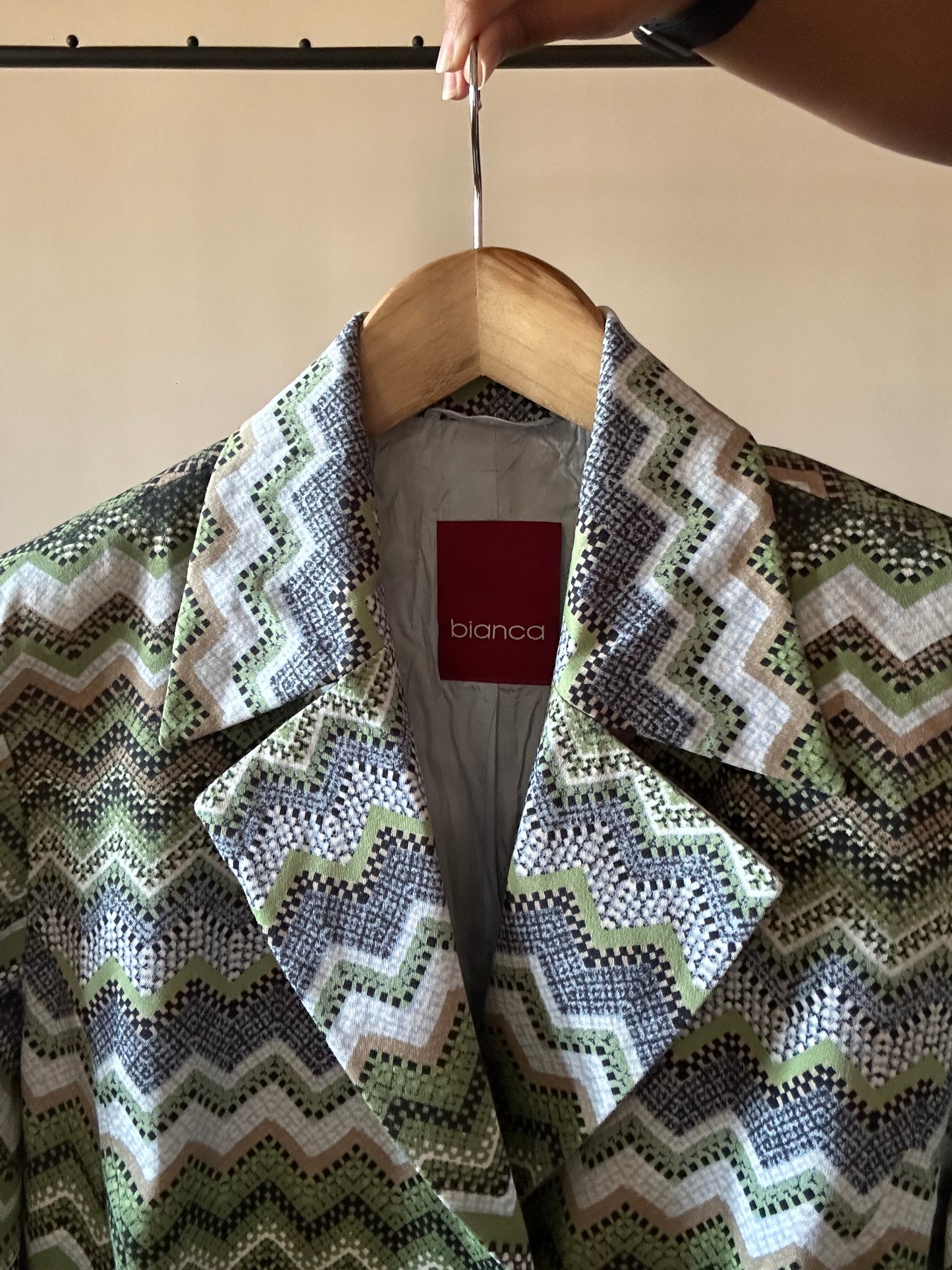 Bianca Vintage Zick Zack Print Blazer