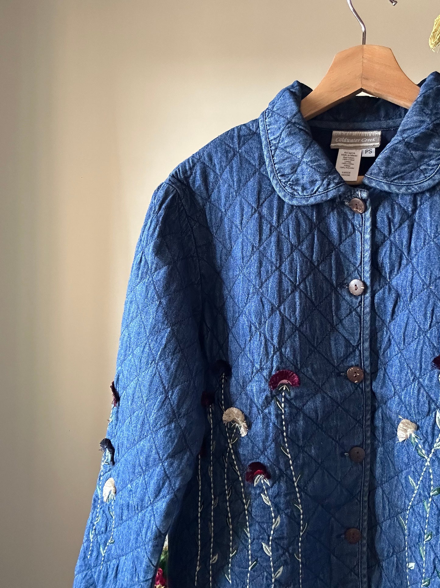 Vintage Coldwater Creek Denim Lightly Quilted Shaket