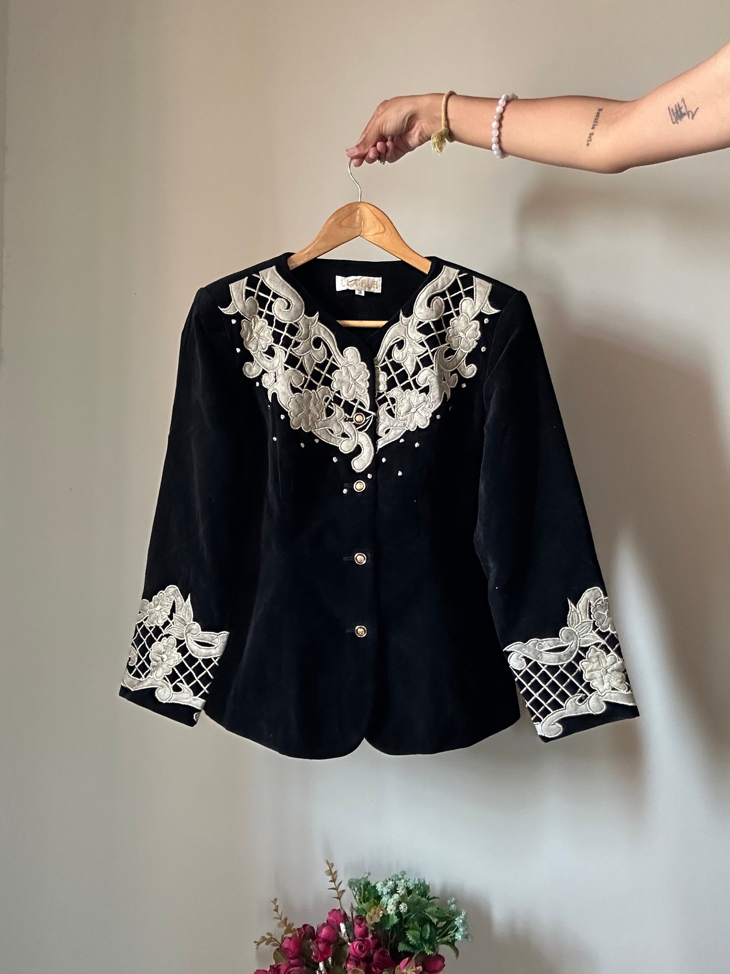 Vintage Le Gala Patchwork and Embroidered Velvet Blazer