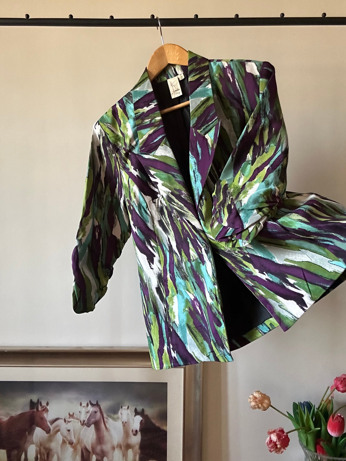 Lavender & Honey Vintage Blazer With Rushed Sleeves