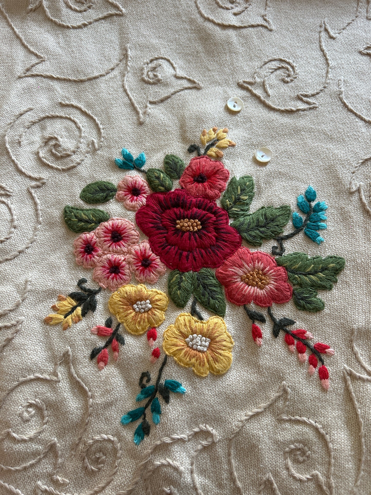 Vintage Coldwater Creek Floral Embroidered Cardigan