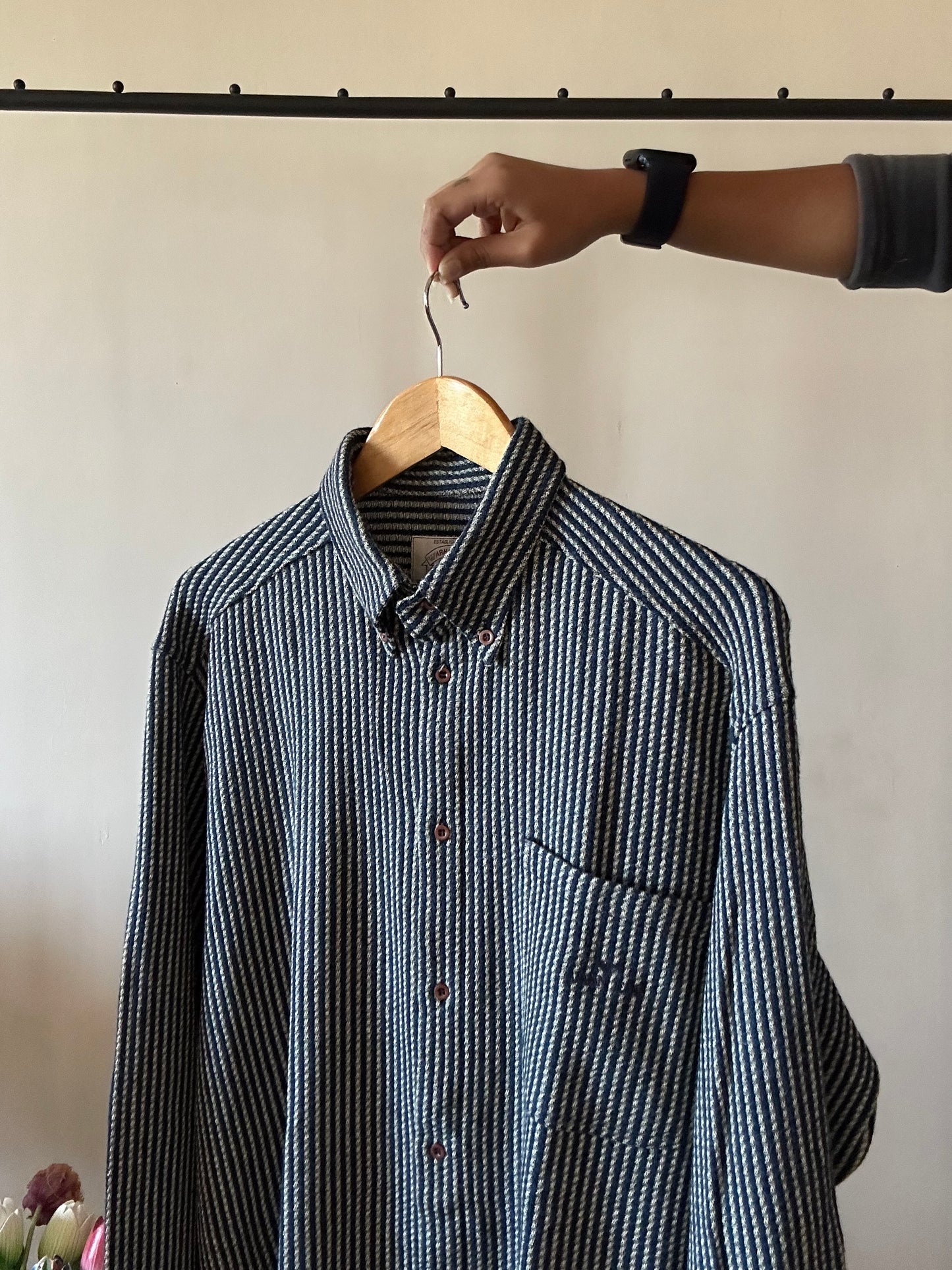 Armani Jeans Vintage Navy Blue Woollen Shirt
