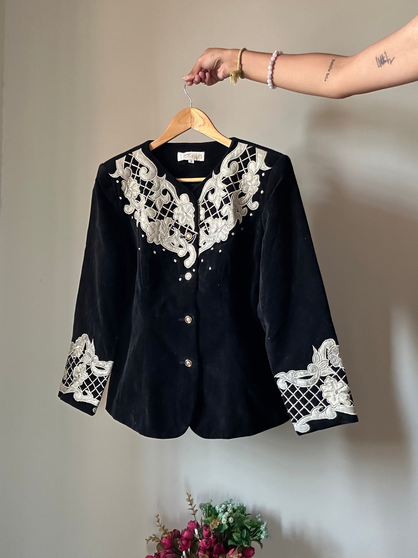 Vintage Le Gala Patchwork and Embroidered Velvet Blazer