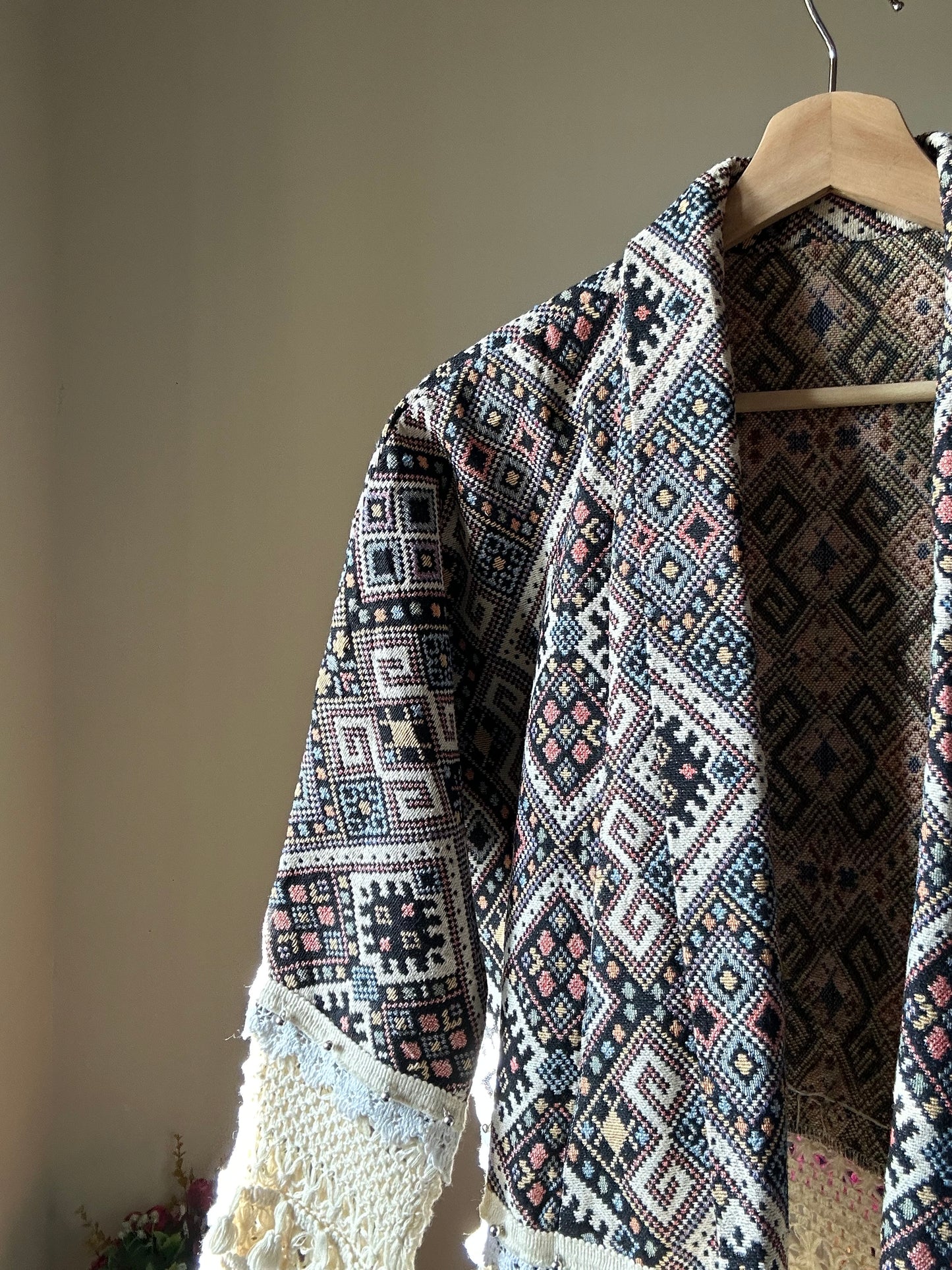 Vintage Weaved Cardigan With Tassels and Coins