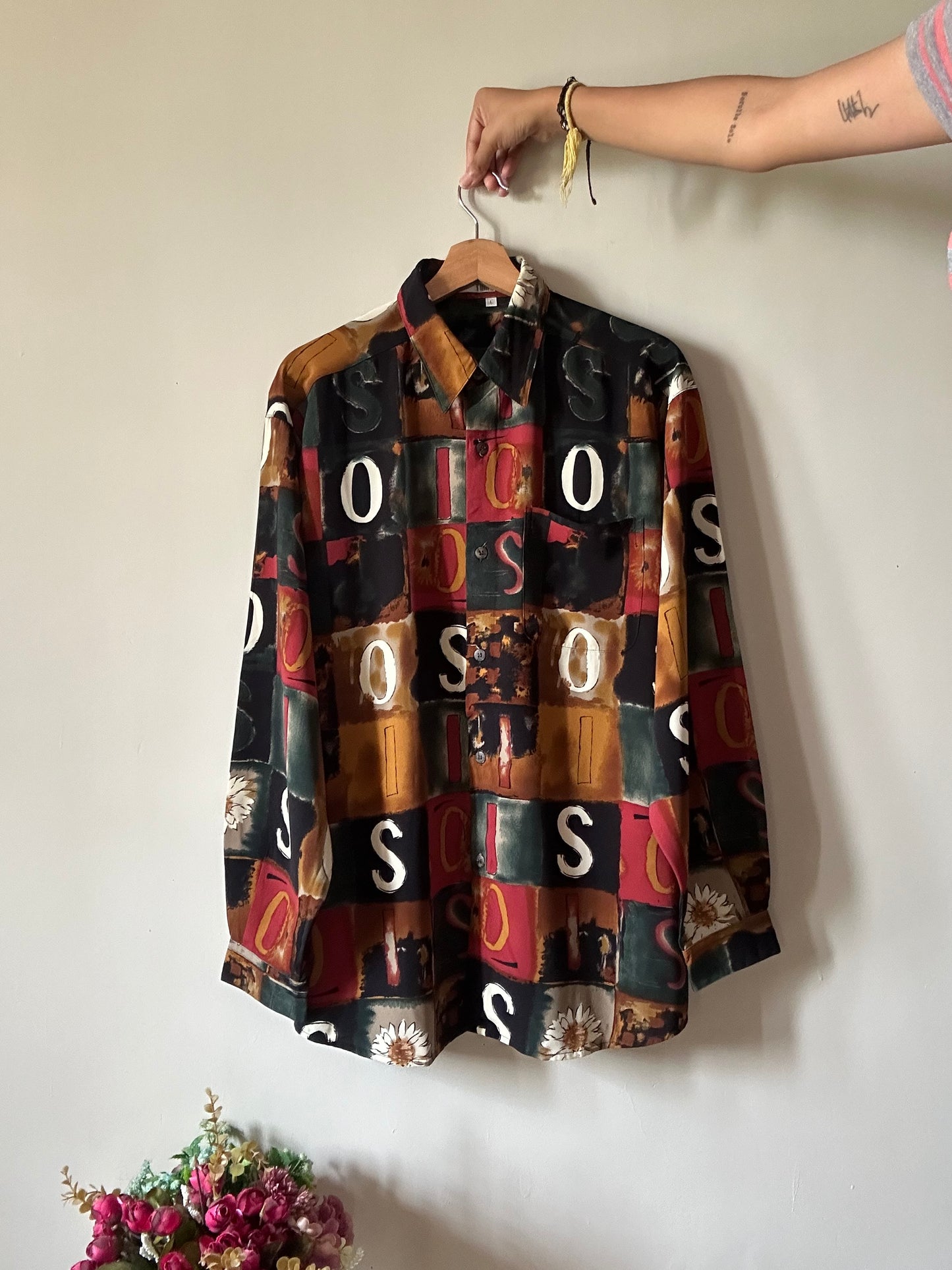 Vintage Abstract Alphabet Print Shirt