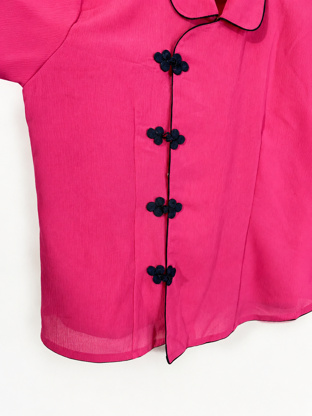 Vintage Fuchsia Mandarin Blouse