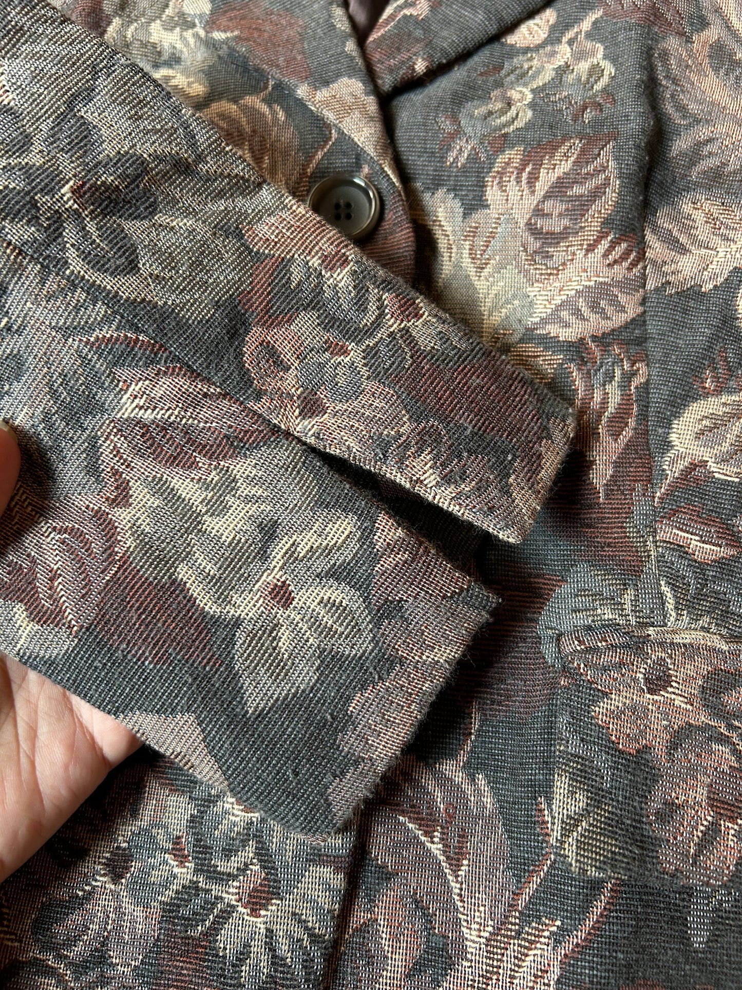 Vintage Jacquard Blazer With Flower
