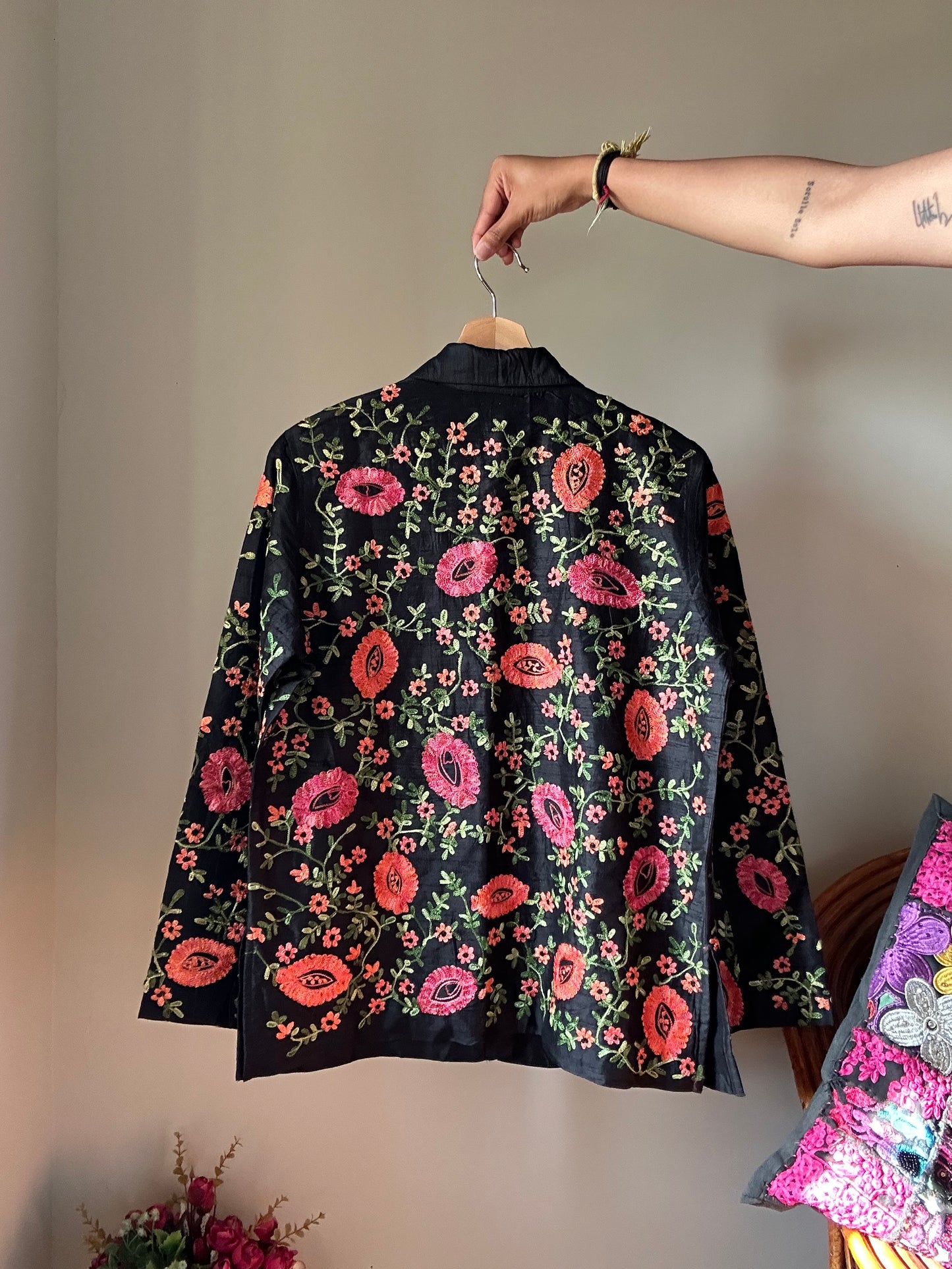 Laura Ashley Vintage Silk and Embroidered Shaket
