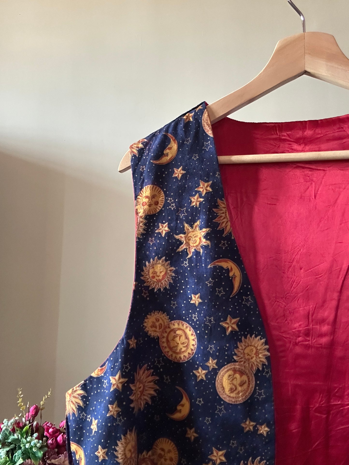 Moon Stars Vintage Satin Cotton Reversible Vest