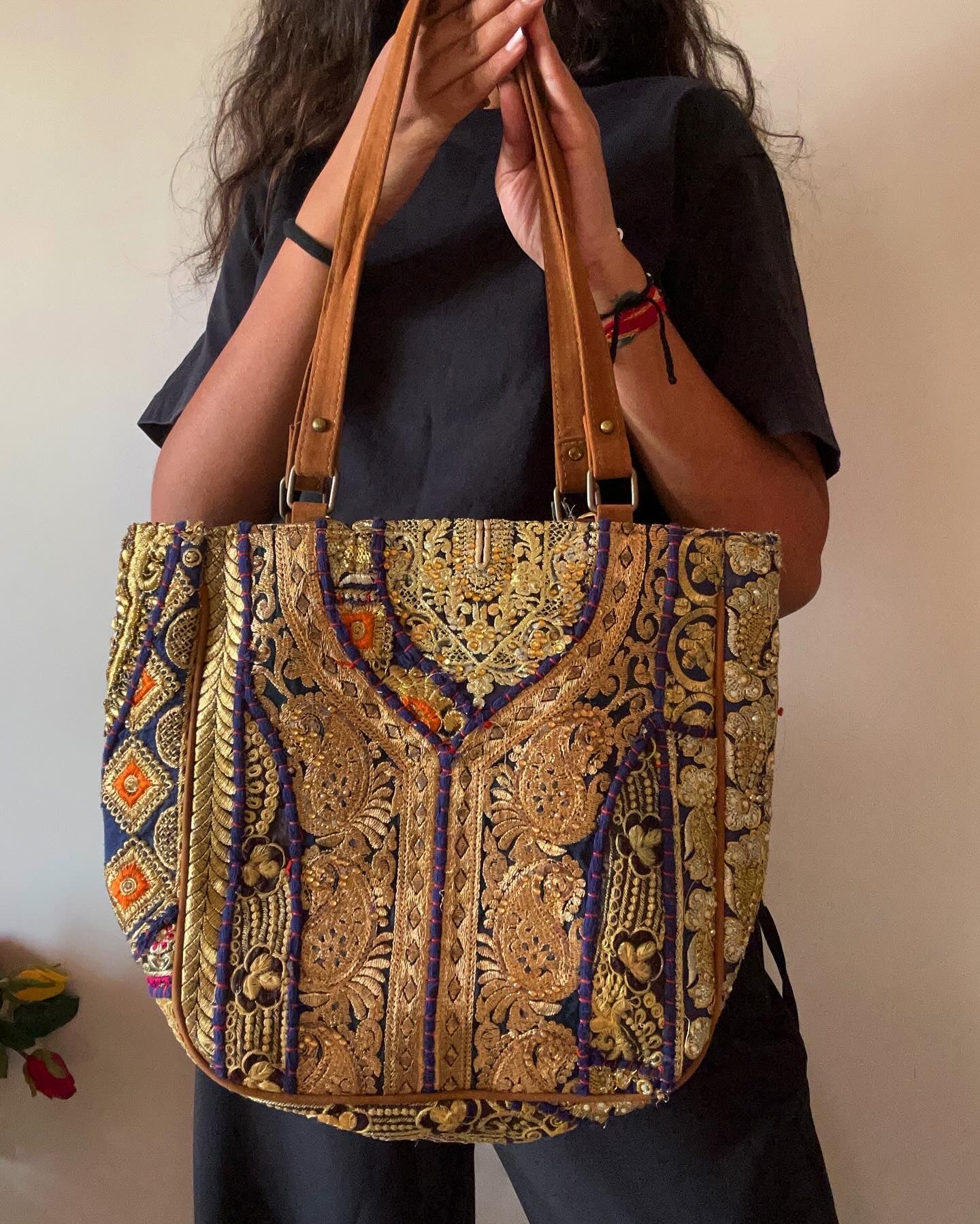 Mini Patch Work Tote Bag With Mirror Keychain