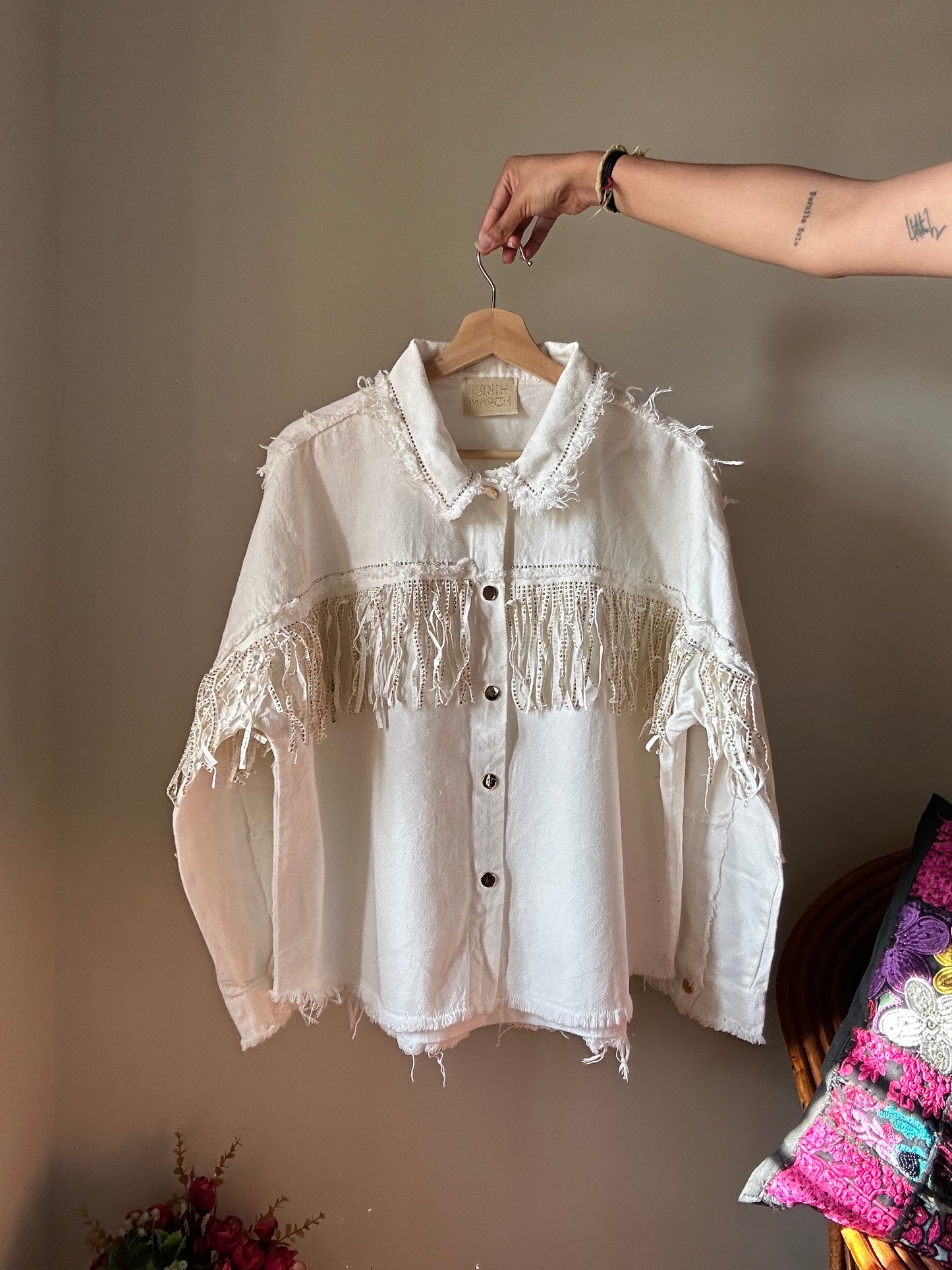 Judith March Vintage Fringe Denim Shaket