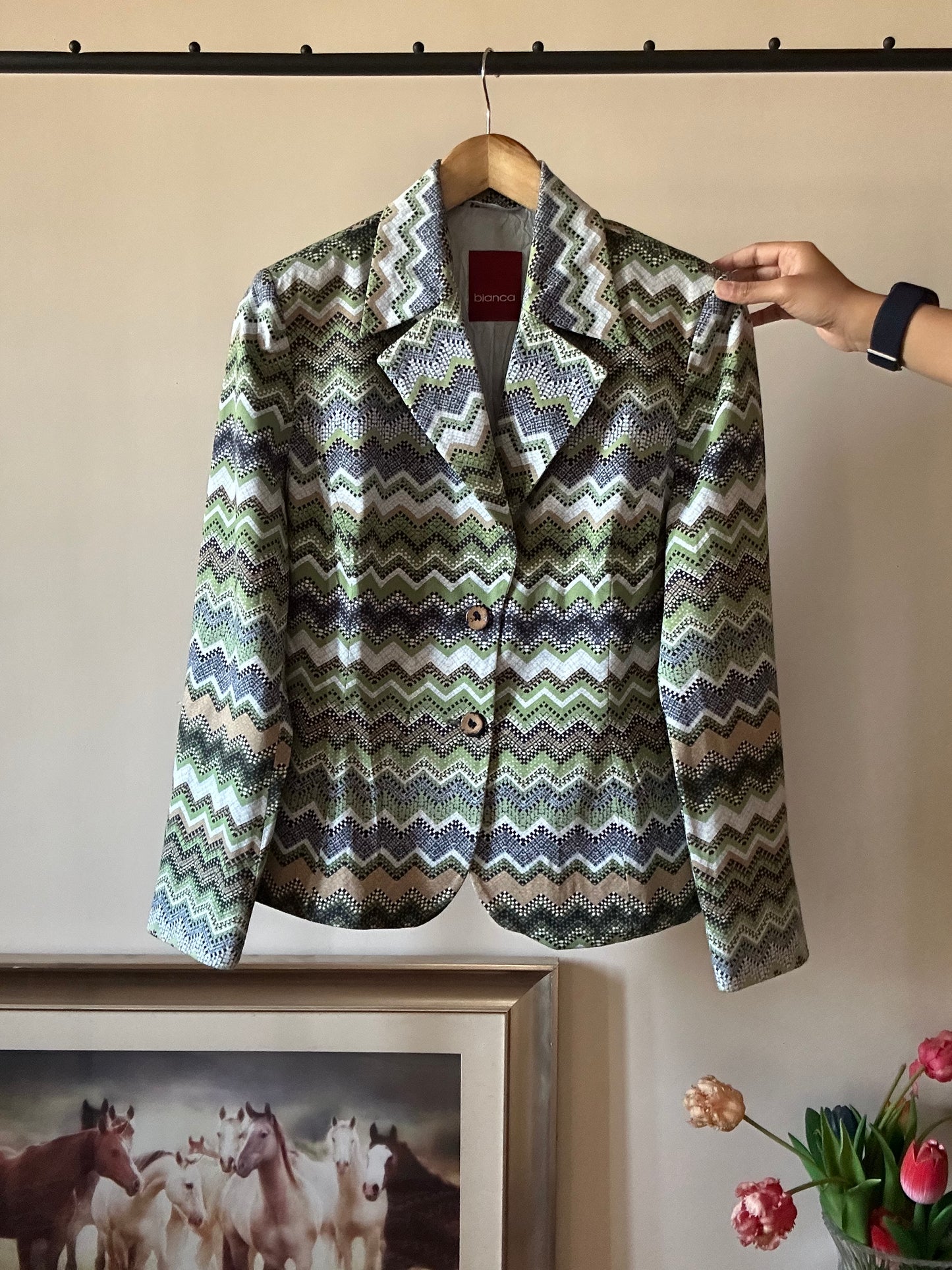 Bianca Vintage Zick Zack Print Blazer