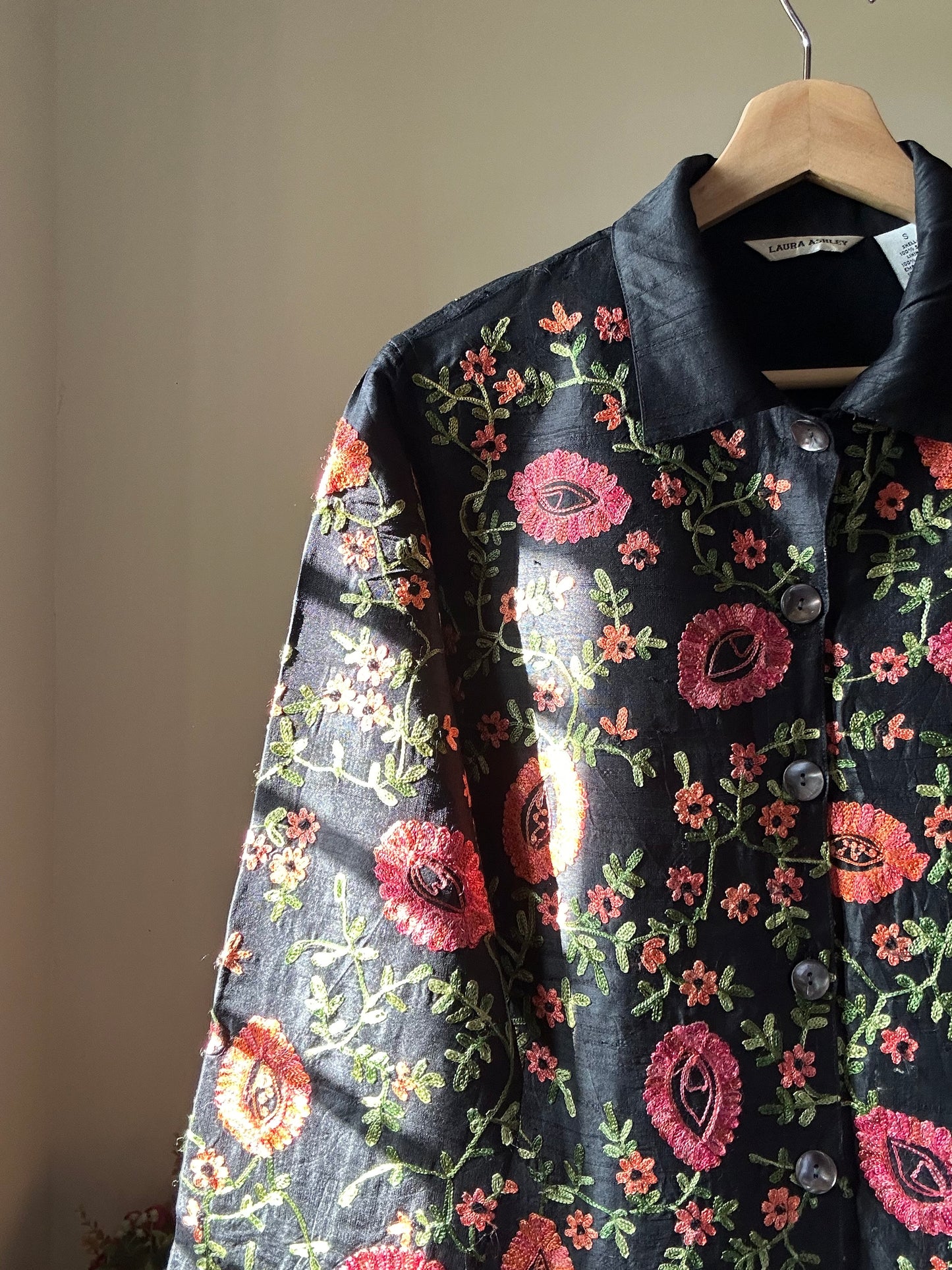 Laura Ashley Vintage Silk and Embroidered Shaket