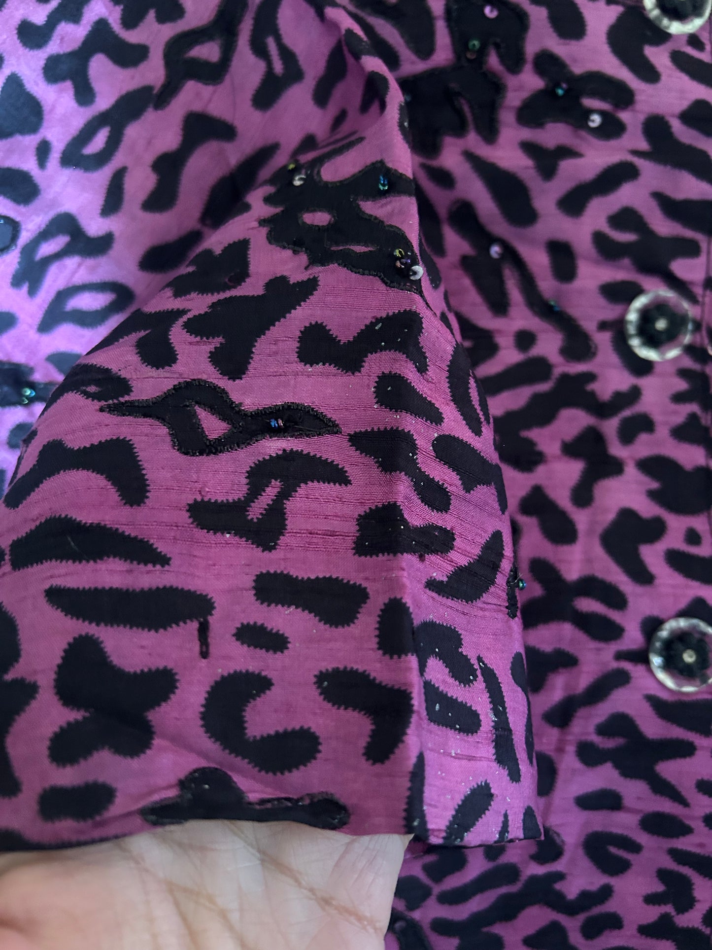 Vintage Tunique Night Leopard Print Silk Embroidered Shaket