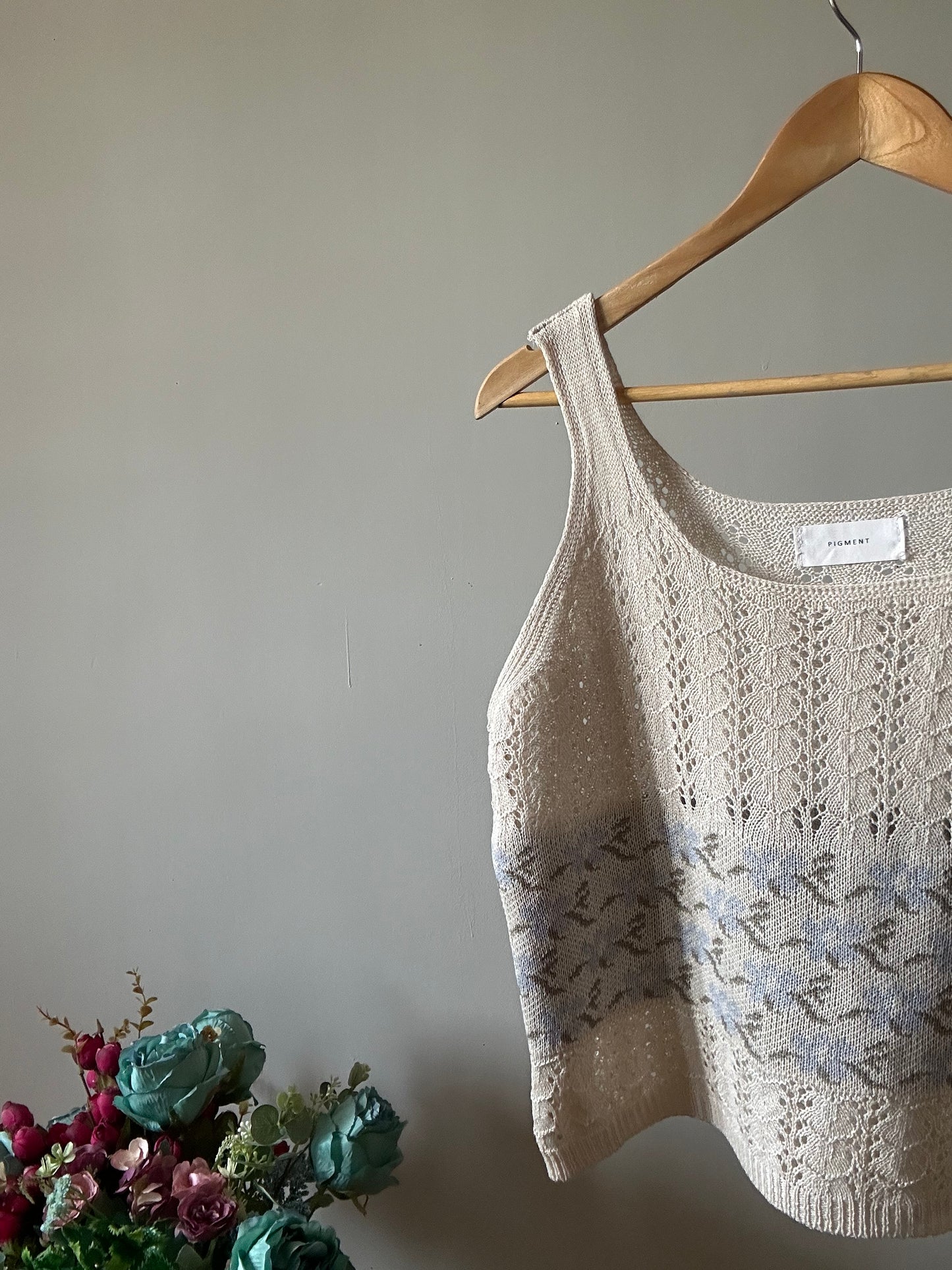 Pigment Vintage Floral Crochet Top