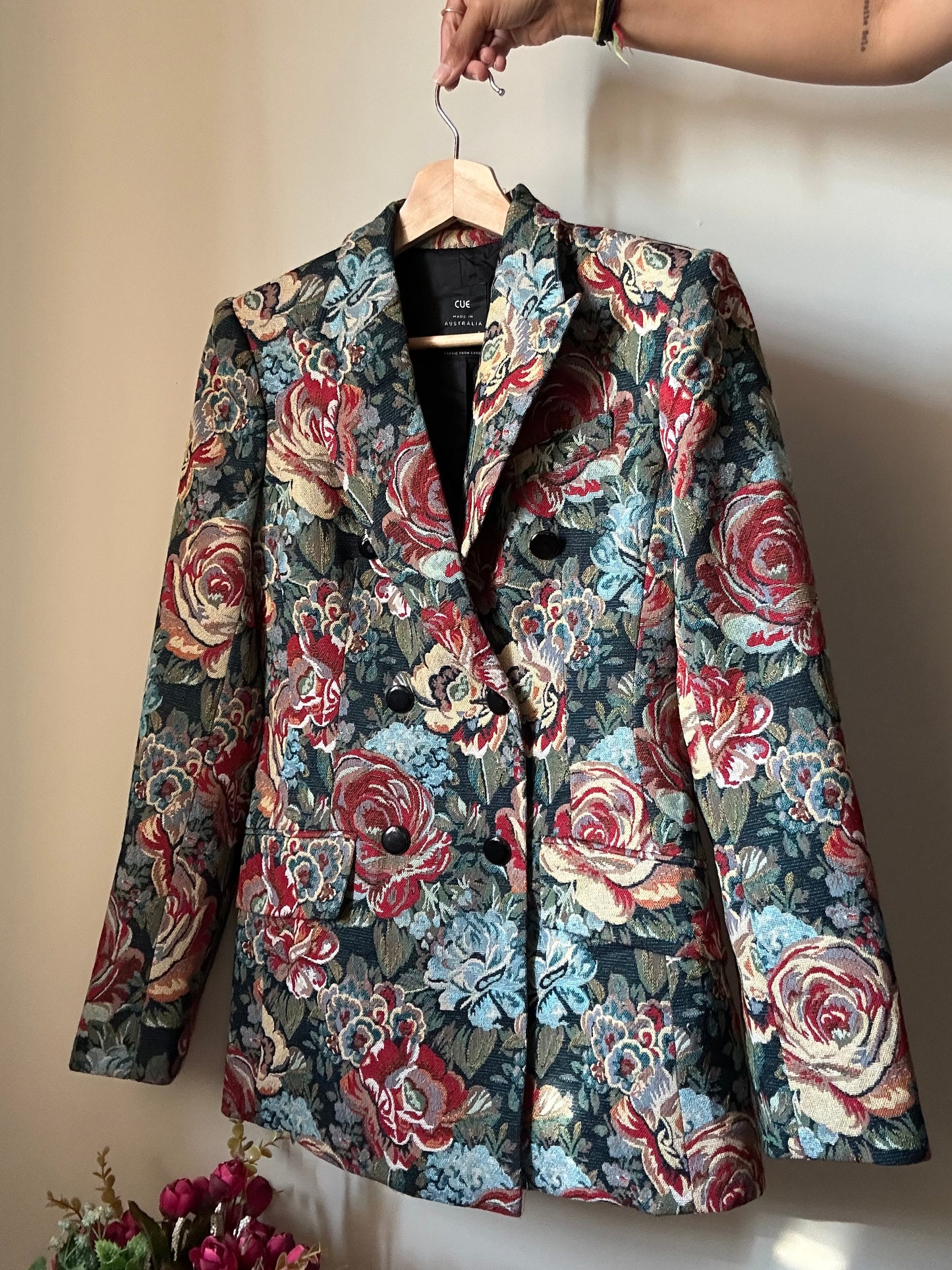 Vintage CUE Jacquard Floral Blazer
