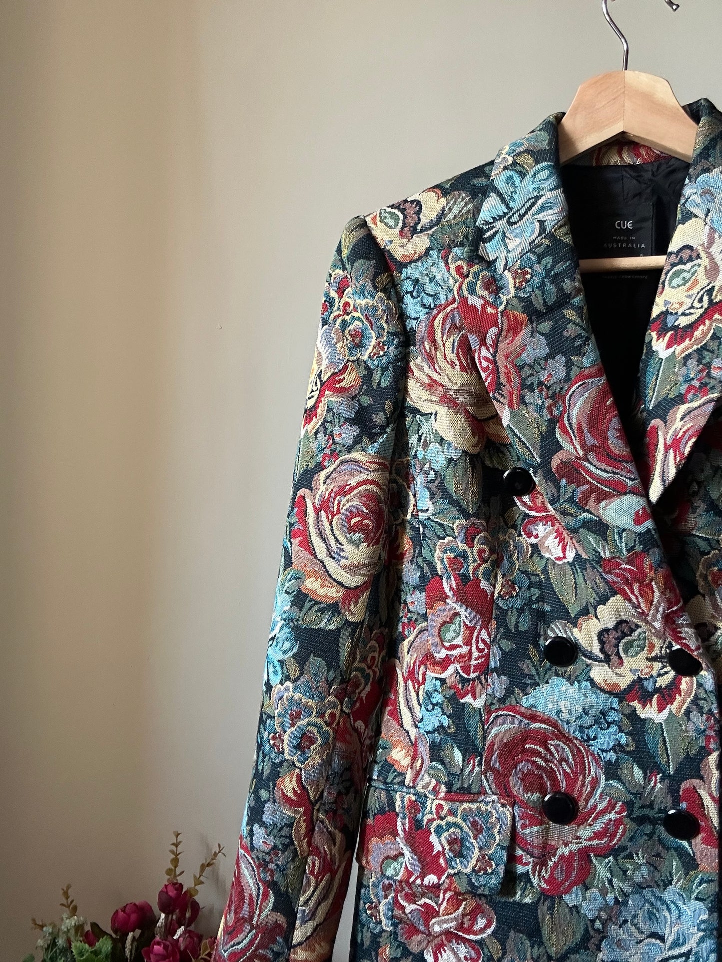 Vintage CUE Jacquard Floral Blazer