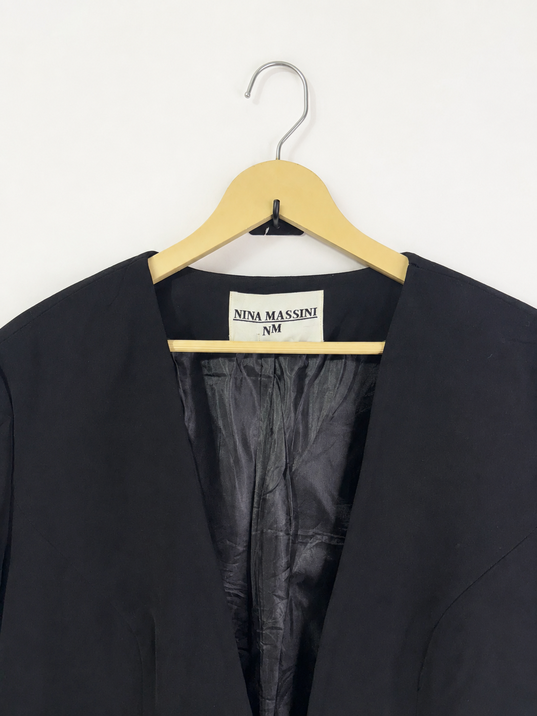 Nina Massini Vintage Black Embellished Pleated Blazer