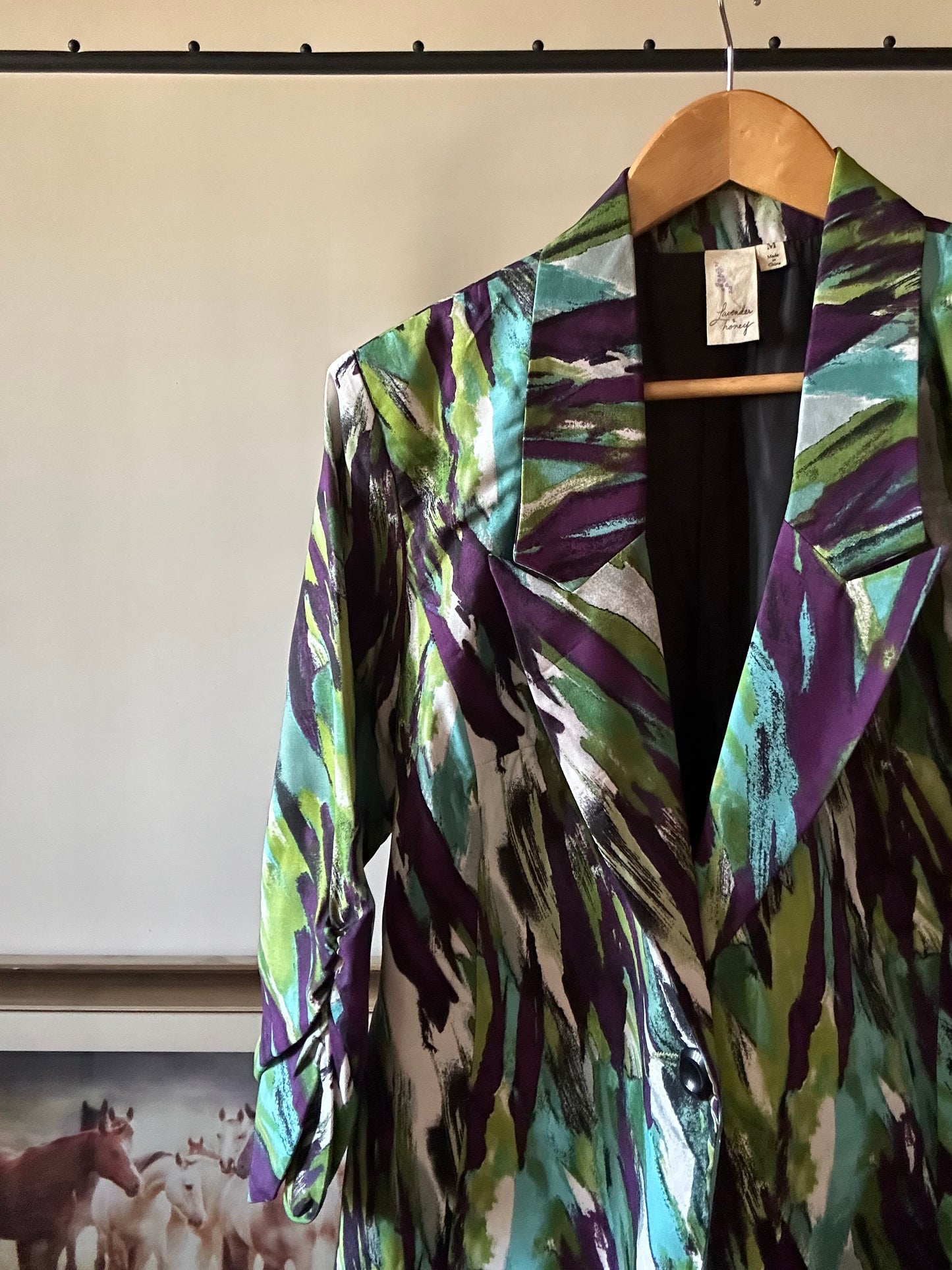Lavender & Honey Vintage Blazer With Rushed Sleeves