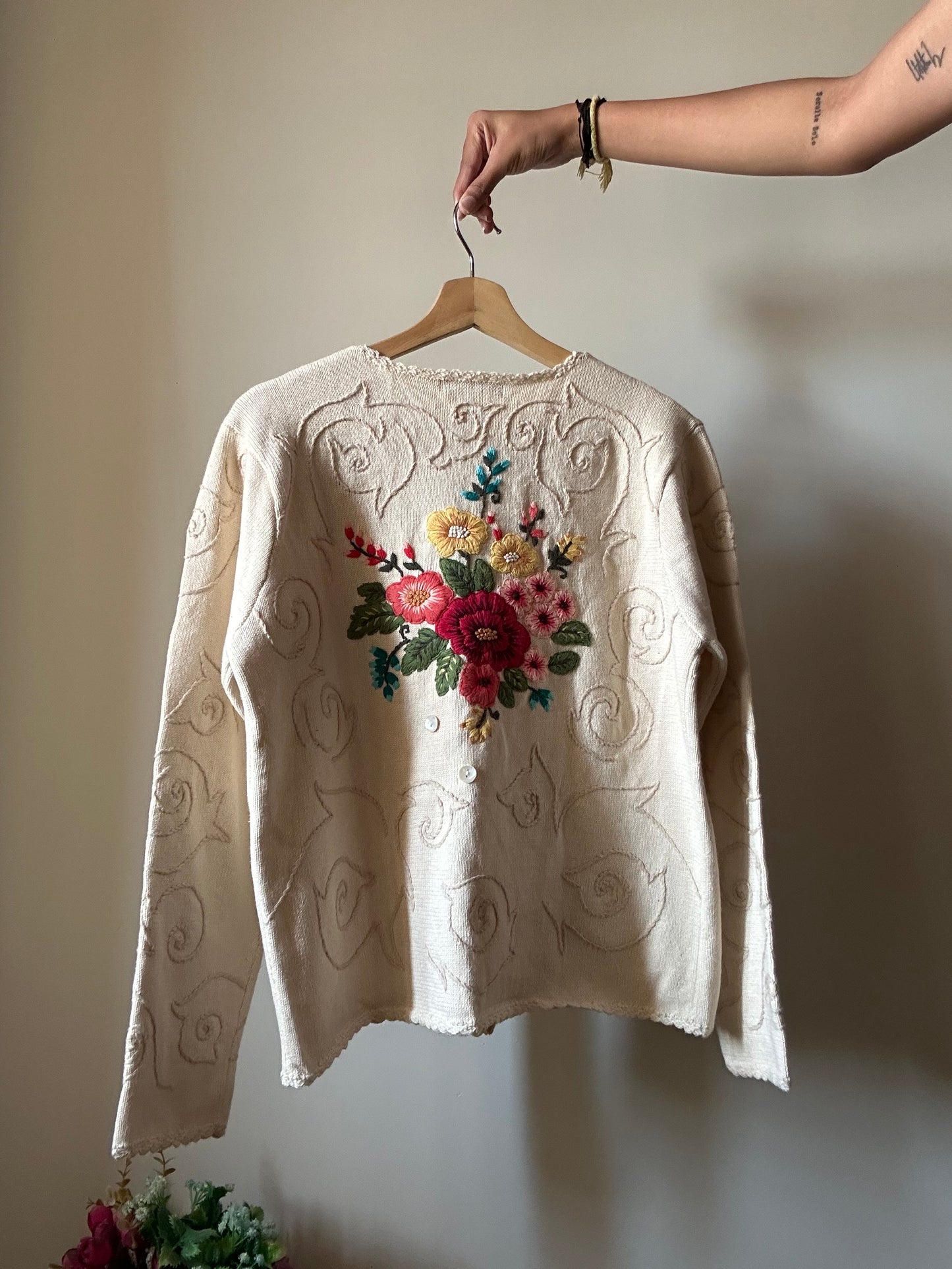Vintage Coldwater Creek Floral Embroidered Cardigan
