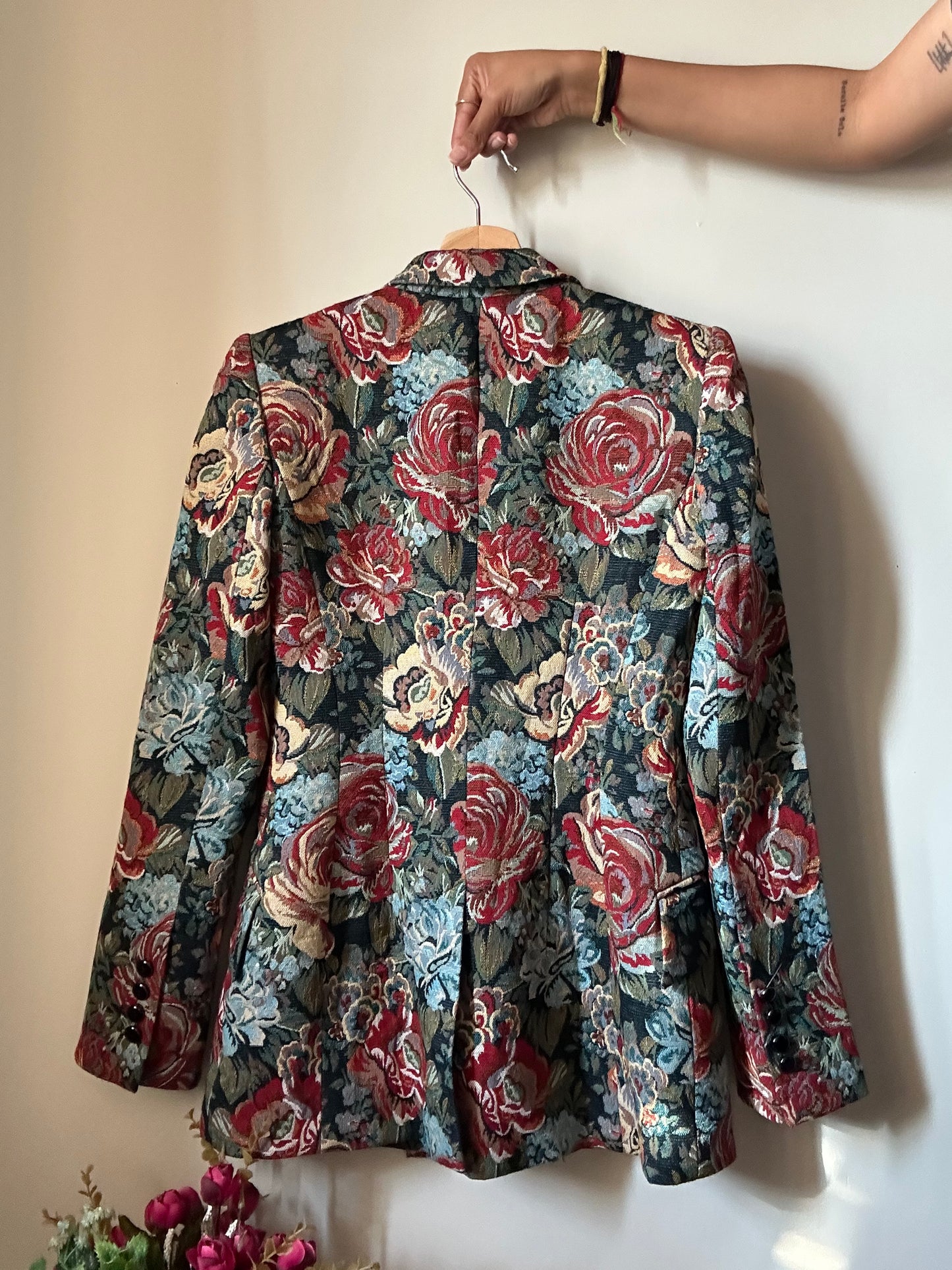 Vintage CUE Jacquard Floral Blazer