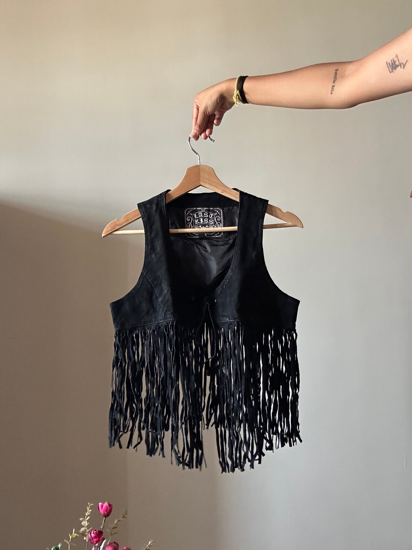 Vintage Leather Fringe Vest By Kess