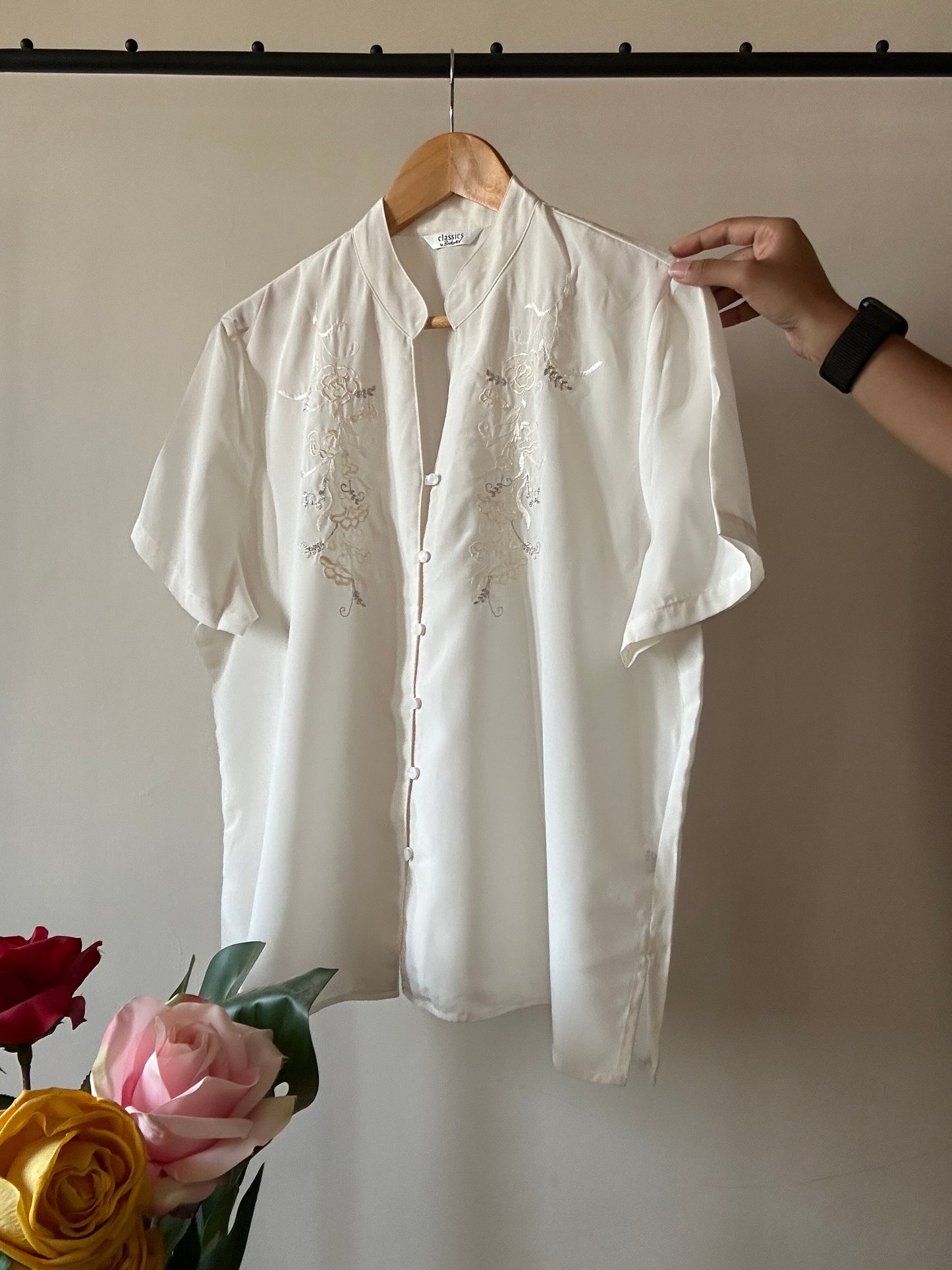 Chinese Neckline Vintage Embroidery Shirt