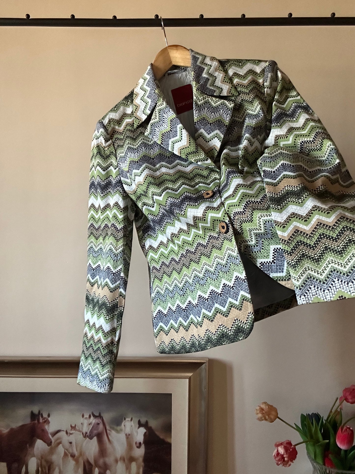 Bianca Vintage Zick Zack Print Blazer