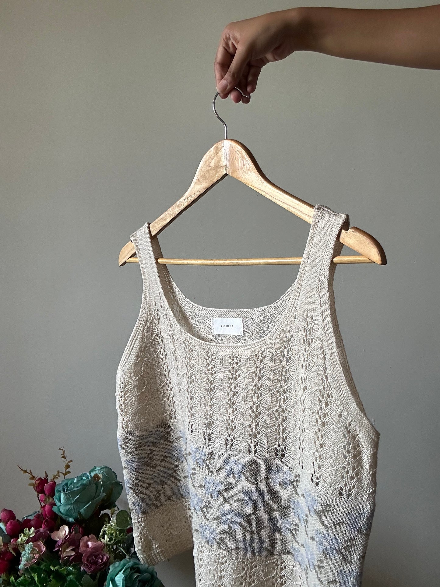Pigment Vintage Floral Crochet Top
