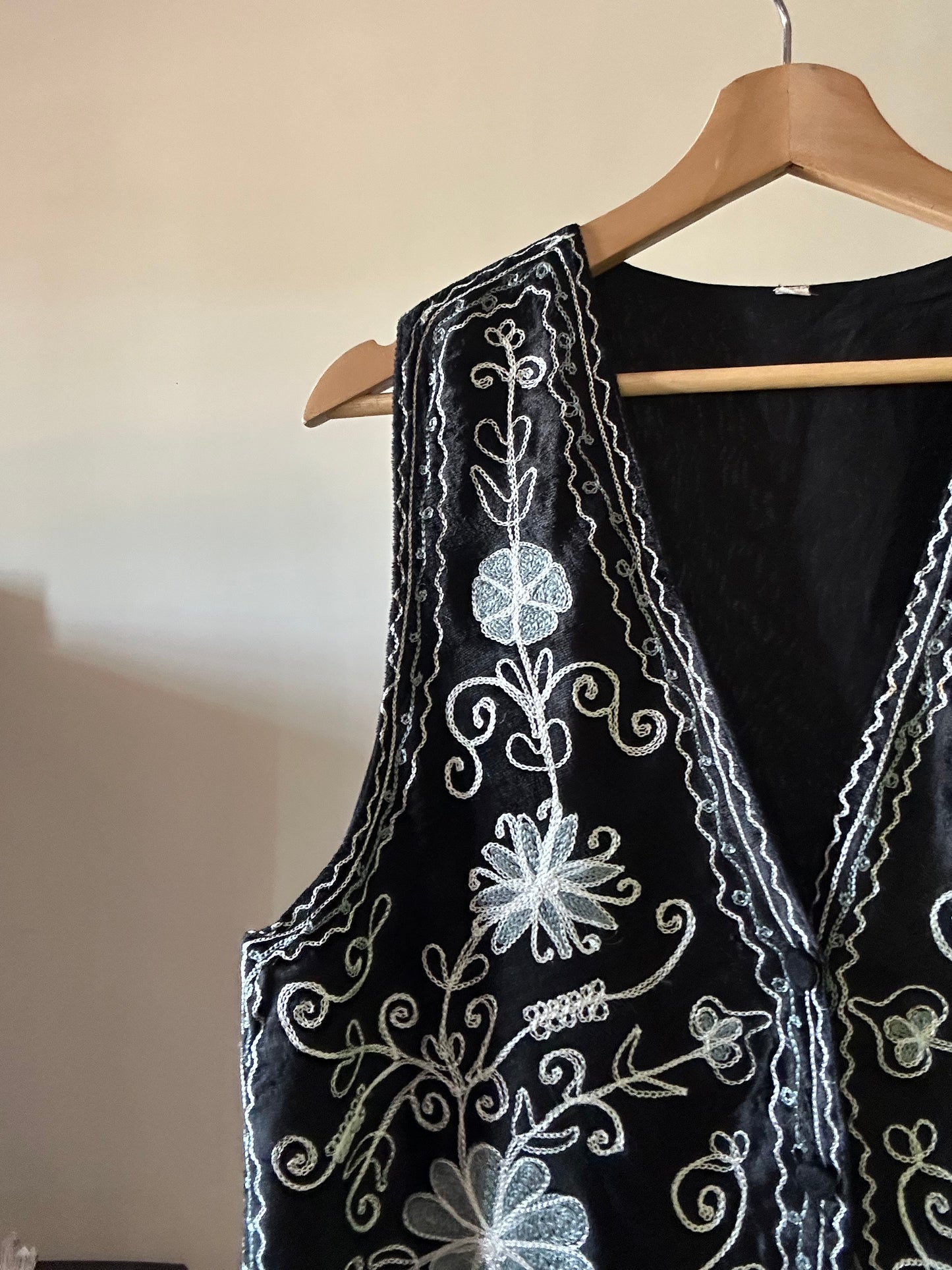 Vintage Black Embroidered Vest