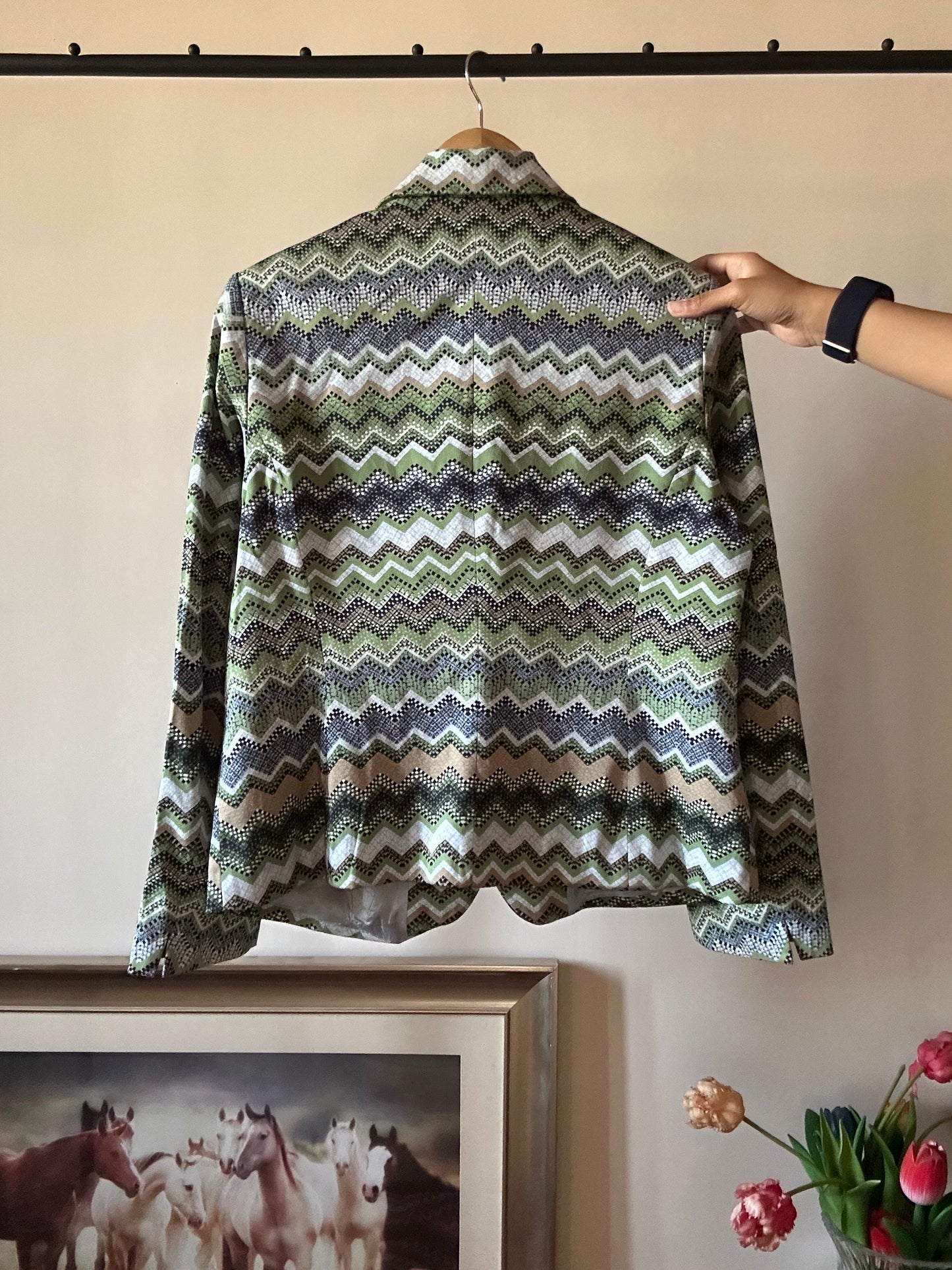Bianca Vintage Zick Zack Print Blazer